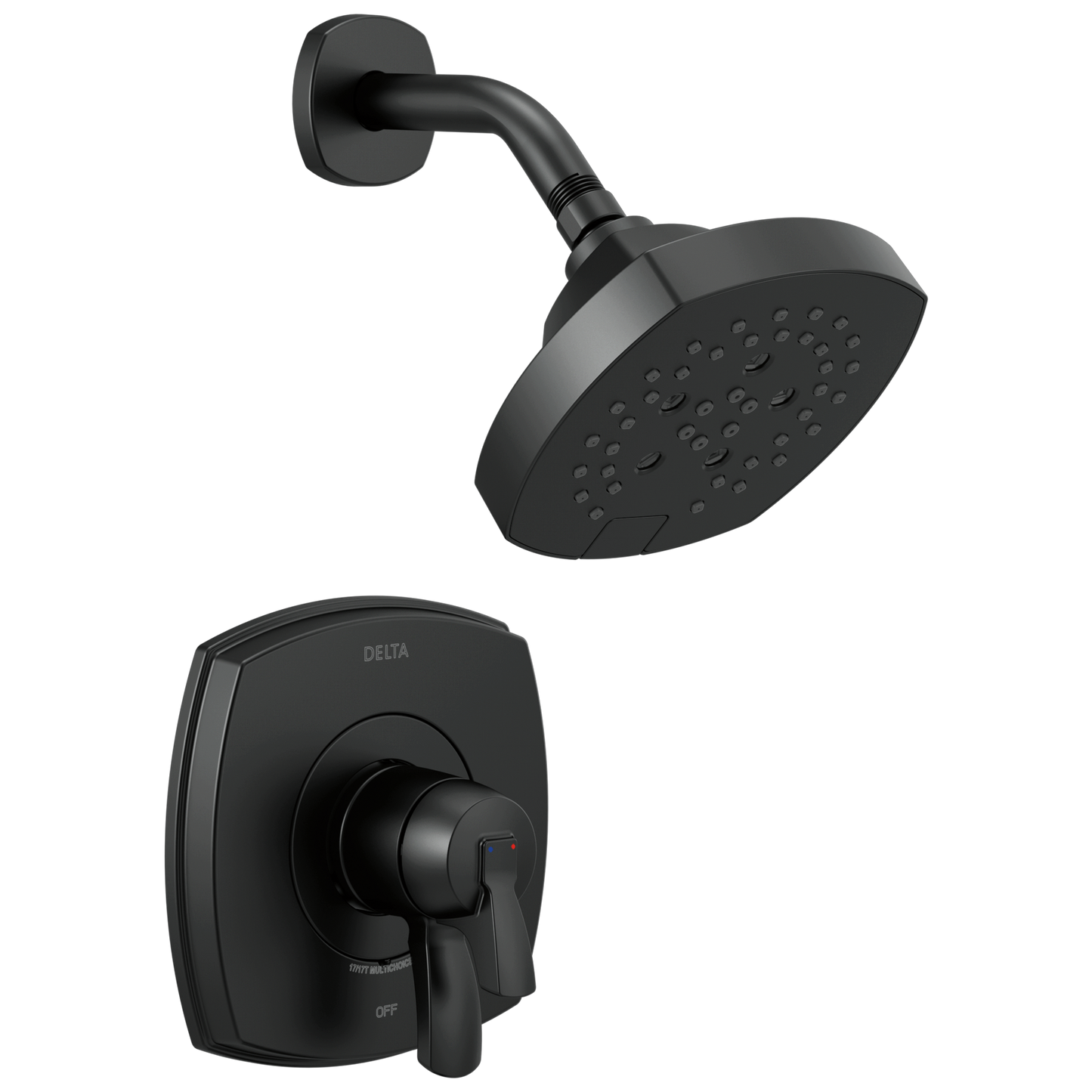 Delta Stryke Matte Black 2-handle Multi-function 7.0-in Round Shower Faucet