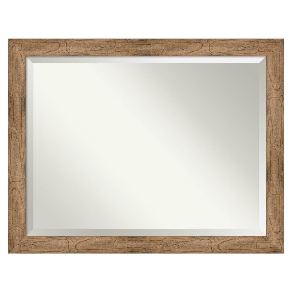 Amanti Art Owl 45.38-in x 35.38-in Framed Rectangle Bathroom Vanity Mirror ( Distressed Brown )