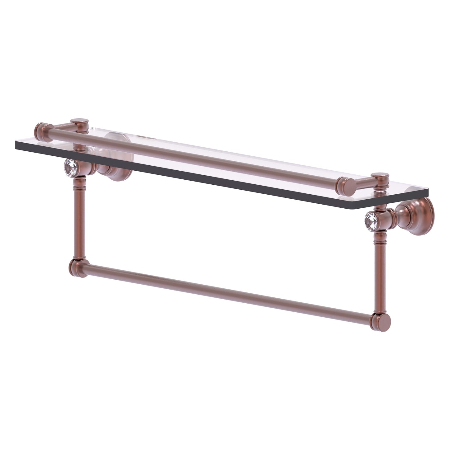 Allied Brass Carolina Crystal Antique Copper 1-Tier Wall Mount Bathroom Shelf (22-in x 7.4-in x 5-in)