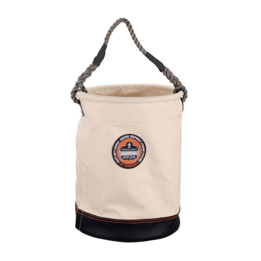 Ergodyne White Canvas Tool Bag 14 x 14 x 4 Inches with Exterior Pockets 14430