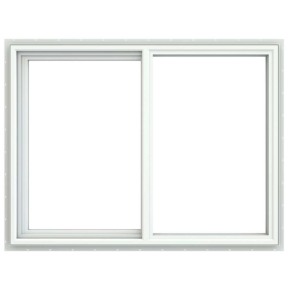 JELD-WEN V-4500 47-1/2-in x 35-1/2-in White Exterior White Interior Left-Handed Vinyl Sliding Window Double strength (Full Screen Included)