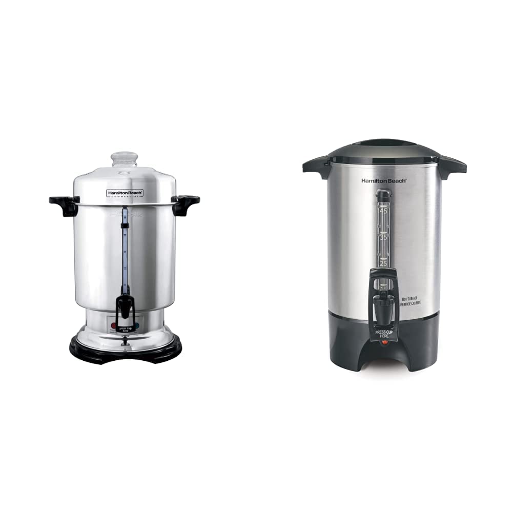 Hamilton Beach 60 Cup Commercial Coffee Urn & 40519C 45 Cup Coffee Urn and Hot Beverage Dispenser, Silver