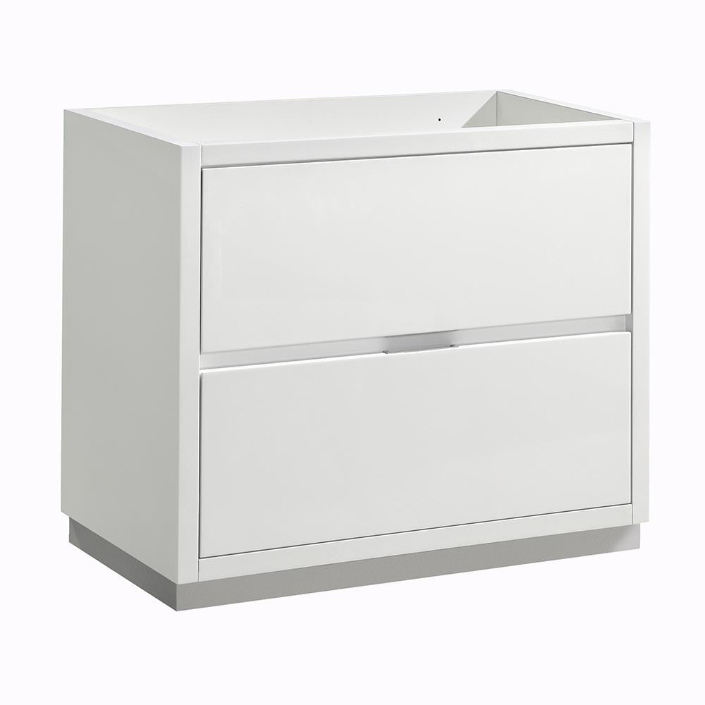Fresca Valencia 36-in Glossy White Bathroom Vanity Base Cabinet without Top