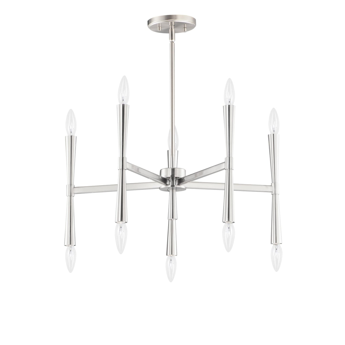 Maxim Lighting Rome 10 -Light Satin Nickel Transitional For Use in Bedrooms, Dining Rooms, Foyers, Kitchens, Living Rooms Chandelier