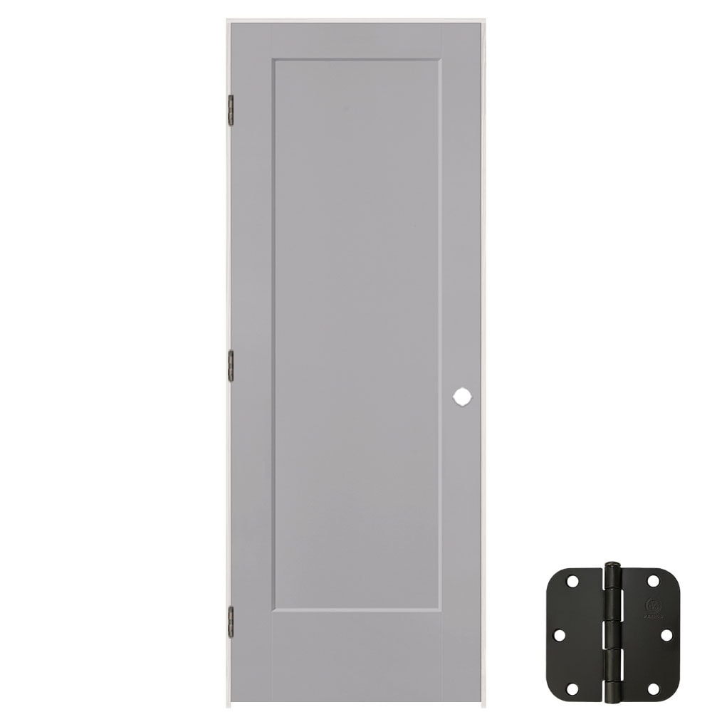Masonite 30-in x 80-in Driftwood Solid core 1-panel square Right hand Smooth Prefinished Molded composite Flat Jamb Single Prehung Interior Door