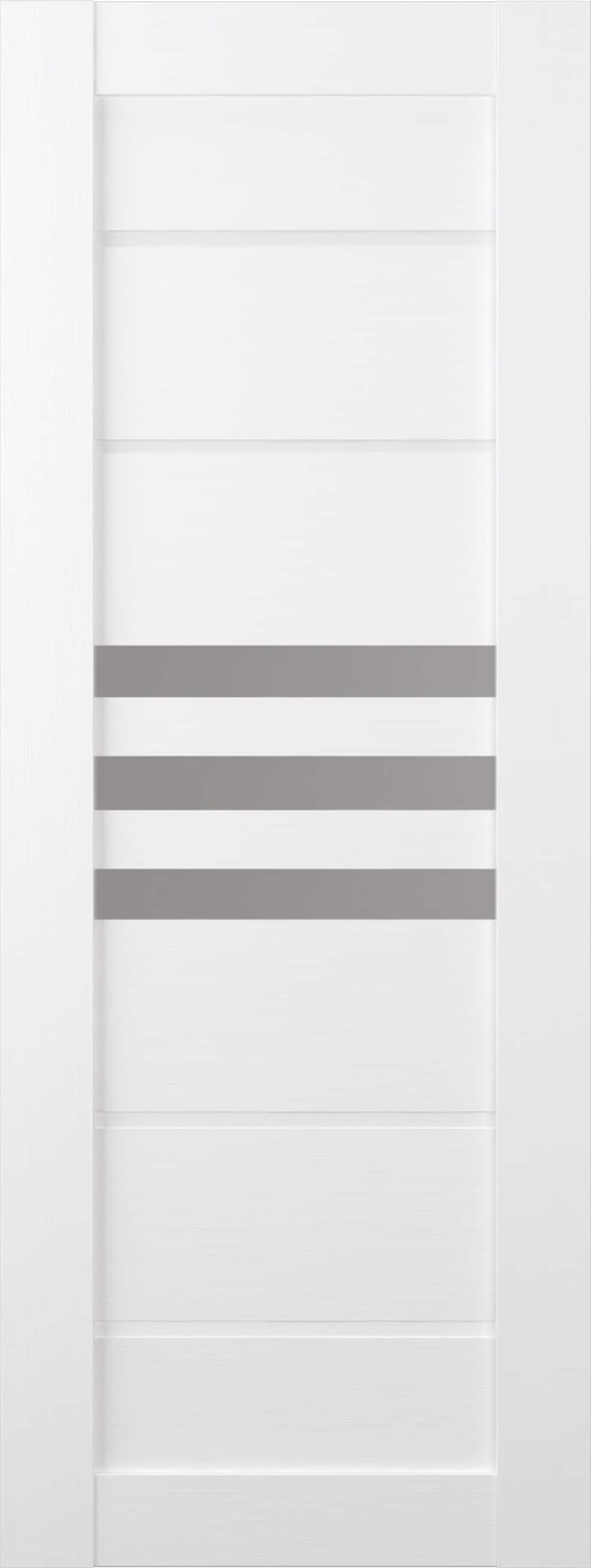 Belldinni Dome 28-in x 80-in Bianco Noble Horizontal plank Frosted glass Textured Solid core Prefinished Pine Wood Slab Door