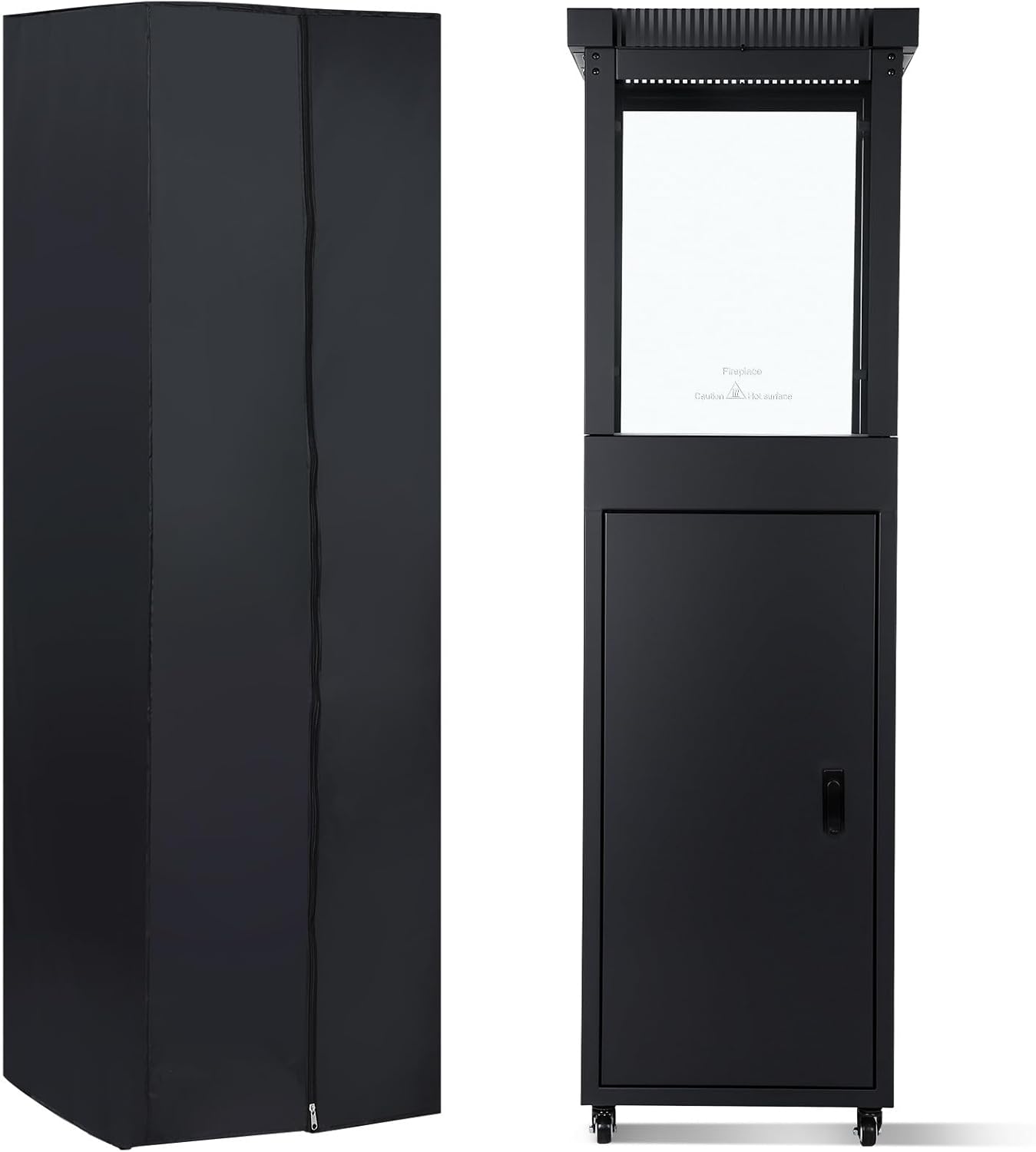 Propane Patio Heater 37. 34" 41,000btu Standing Commercial Outdoor Gas Patio Heater with Lockable Wheels & Cover Smokeless 360° Flame for Commercial Residencial Outdoor