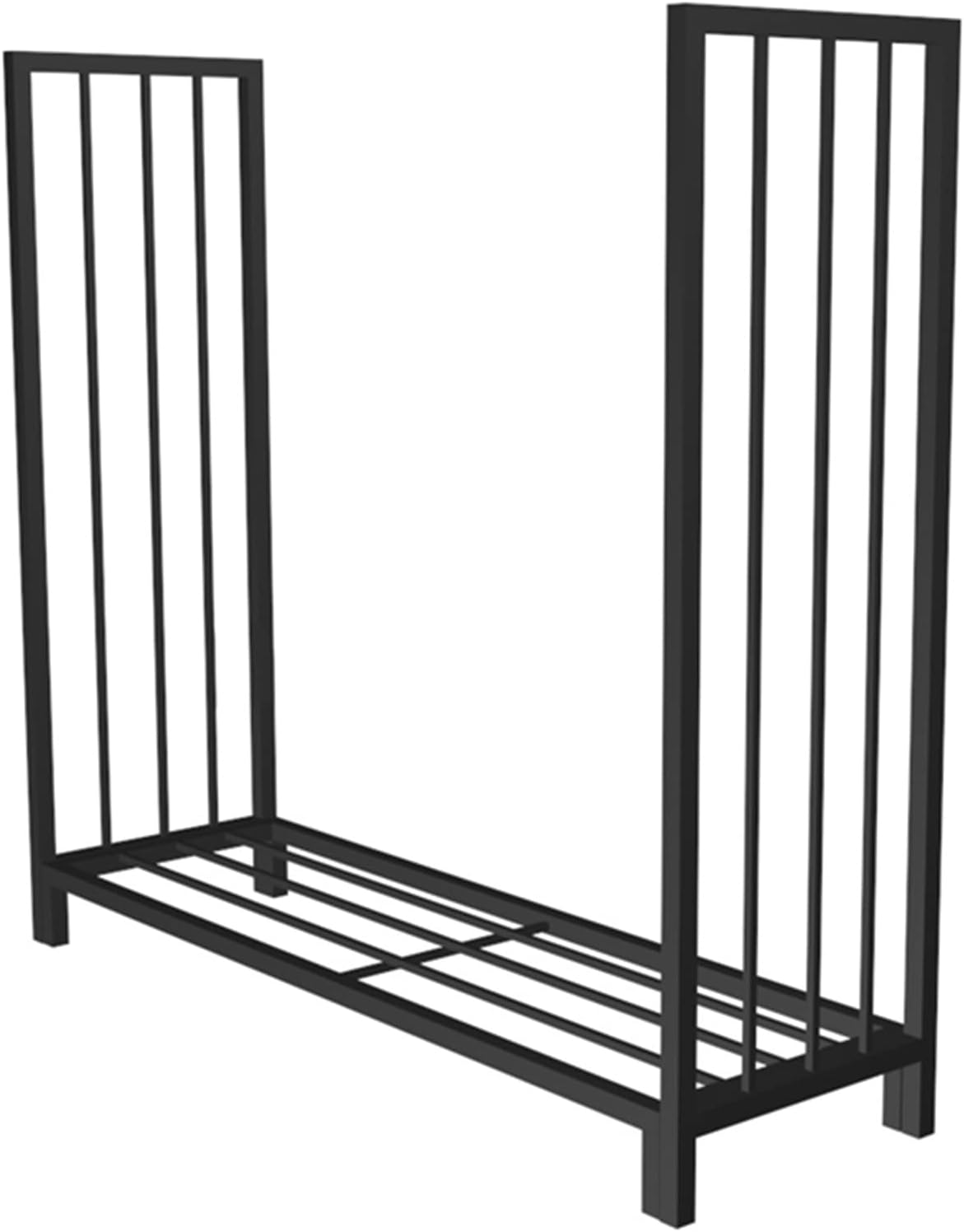 Large Fire Log Stacker Stand, Indoor/Outdoor Firewood Racks Black Steel, Modern Wood Storage Log Rack Holder for Lumber Store(