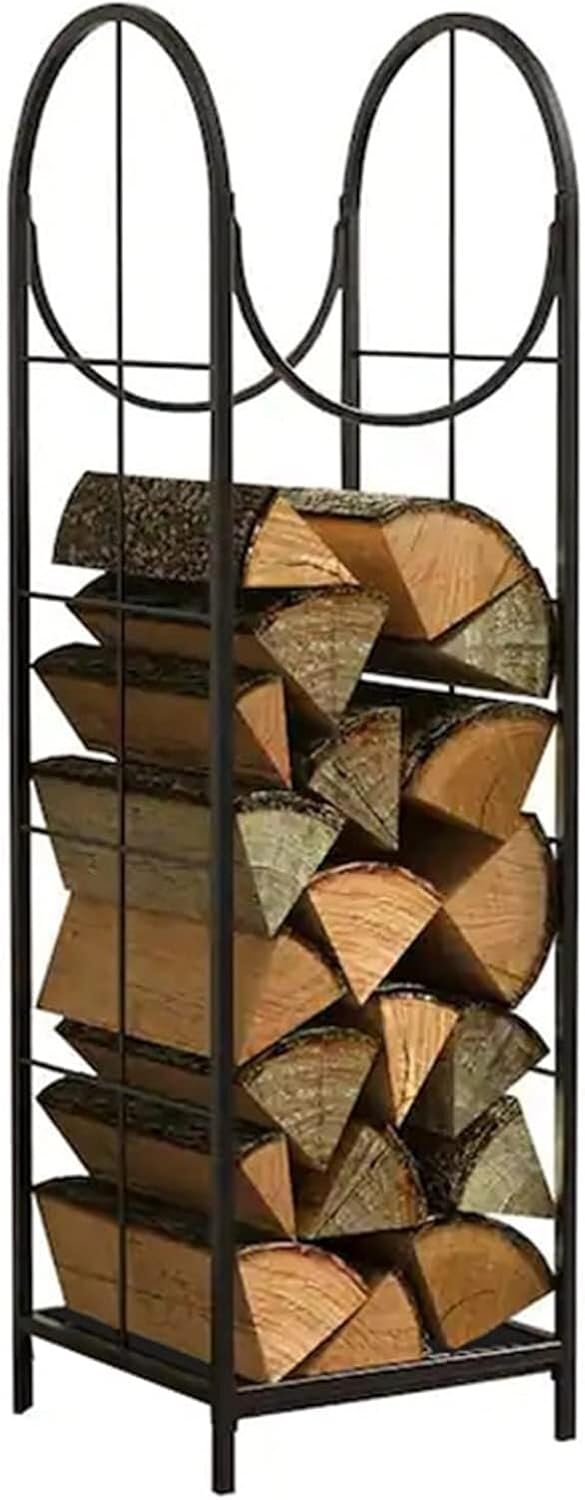 2 Tier Firewood Rack, Heavy Duty Log Box Stand for Wood Pile/Woodshed, Patio Wood Stacking Rack, Easy to Assemble