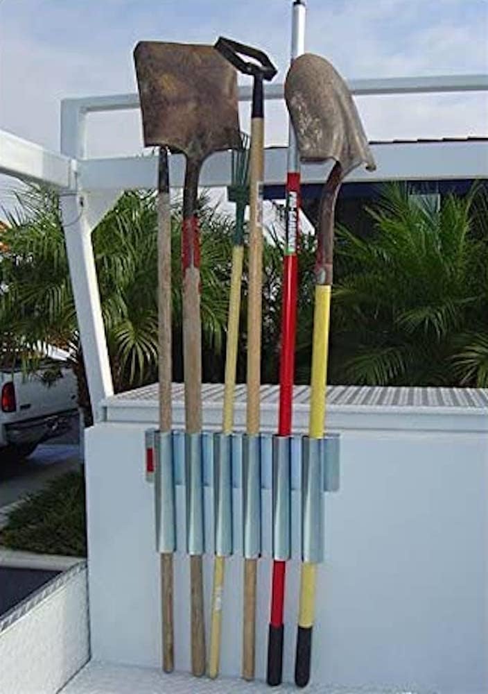 Heavy Duty Truck Bed & Tool Box Mount - Garden Tool Holding Rack for Rake, Shovel - Landscaper, Gardener & Contractor - Commercial Grade Truck & Trailer Mounted Steel (Bed & Box Mount)