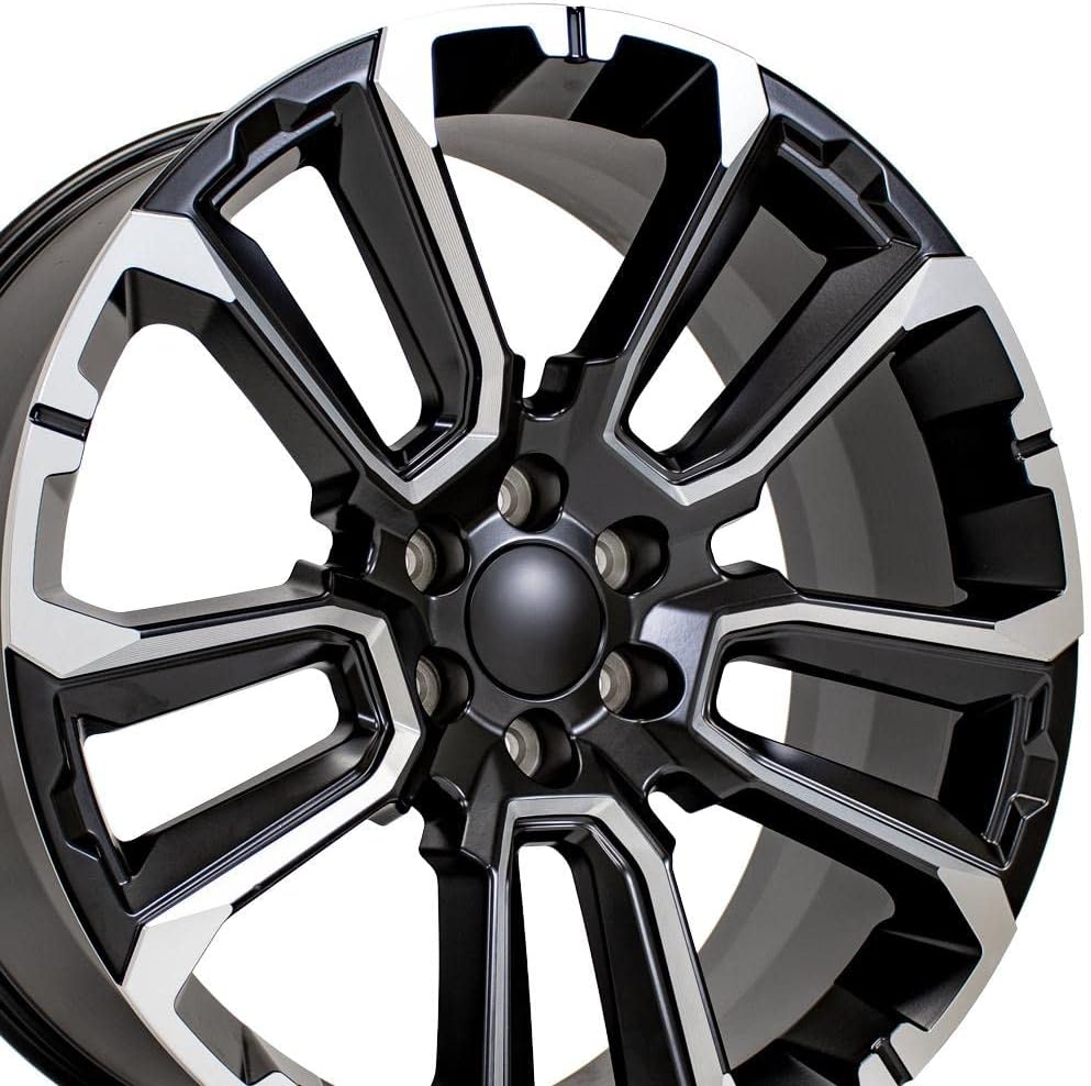 OE Wheels CV68 24 Inch Rim Fits Suburban 1500 High Country Style 6x139.7 24x10 Satin Black with Milled Edge - Hollander 14088 (1)