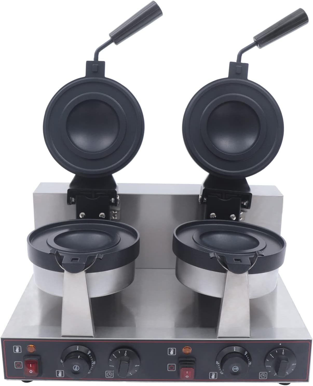2400W Multifuncional Double Round Head Burger Waffle Maker, Electric Burger Waffle Maker, Nonstick Coating & Timing Function, for Burgers, Sandwish, Bread