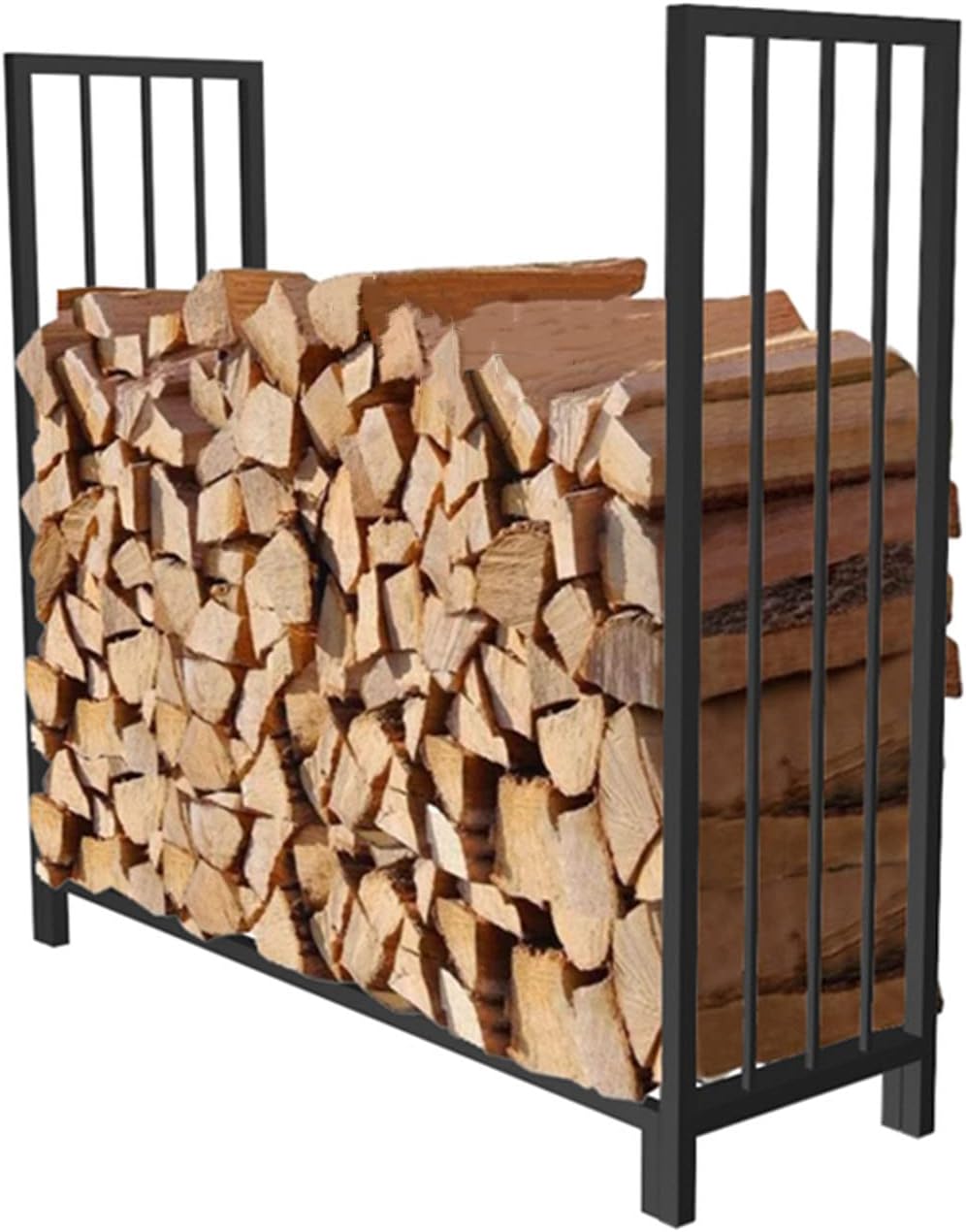 Firewood Rack 8Ft Firewood Rack Outdoor Heavy Duty Log Rack,Home Fireplace Steel Wood Pile Rack Metal Firewood Storage Rack Holder,For Patio Fire Log Stacker Stand Lumber,Black L126*W35*H116CM