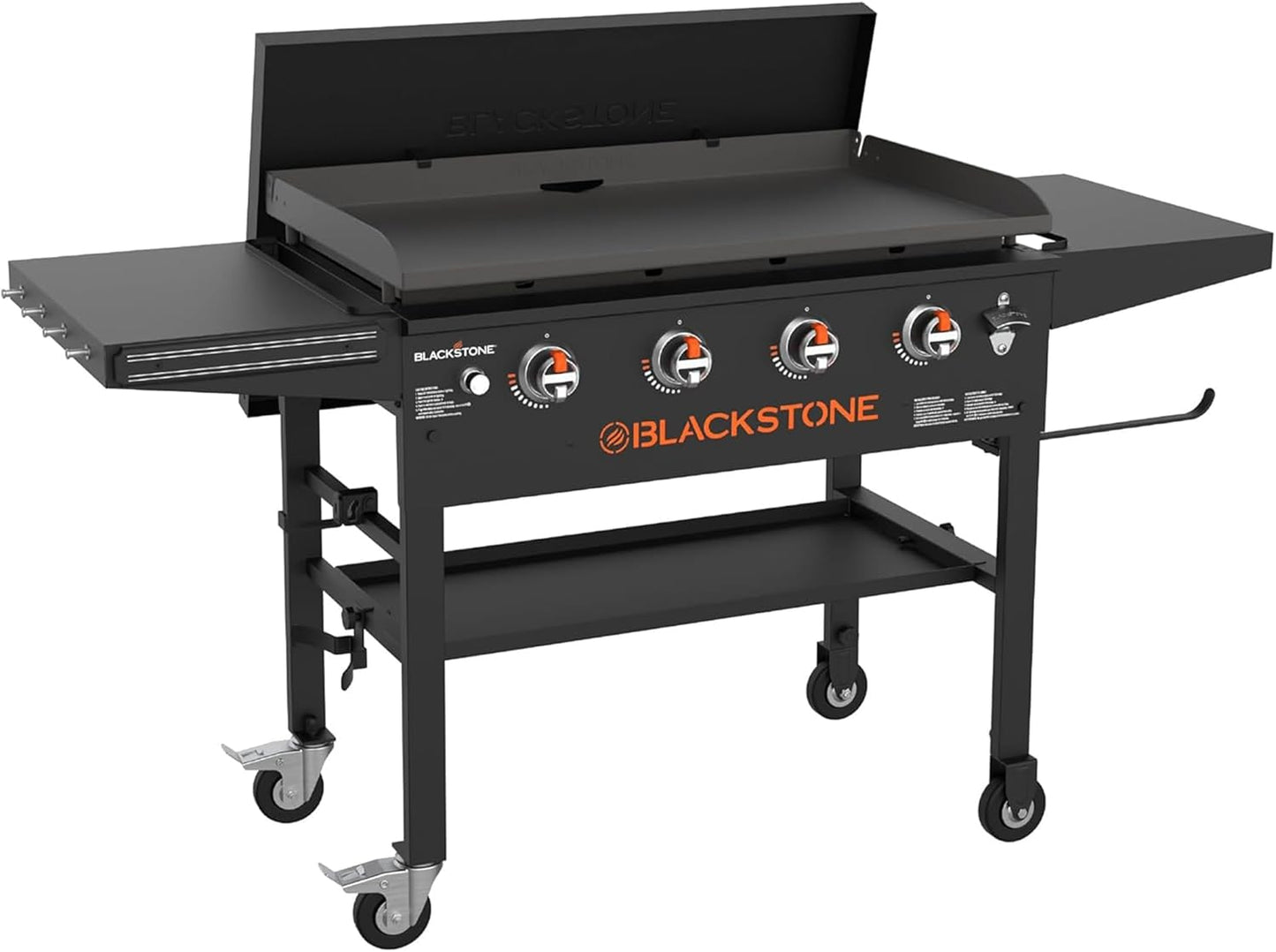 Blackstone Omnivore Outdoor Flat Top Gas Griddle w\/ Hard Cover, 36\u201D - for Breakfast, BBQ & Grilling w\/ Steel Cooking Surface, Folding Side Shelves, Rear Grease System & Push-Button Ignition