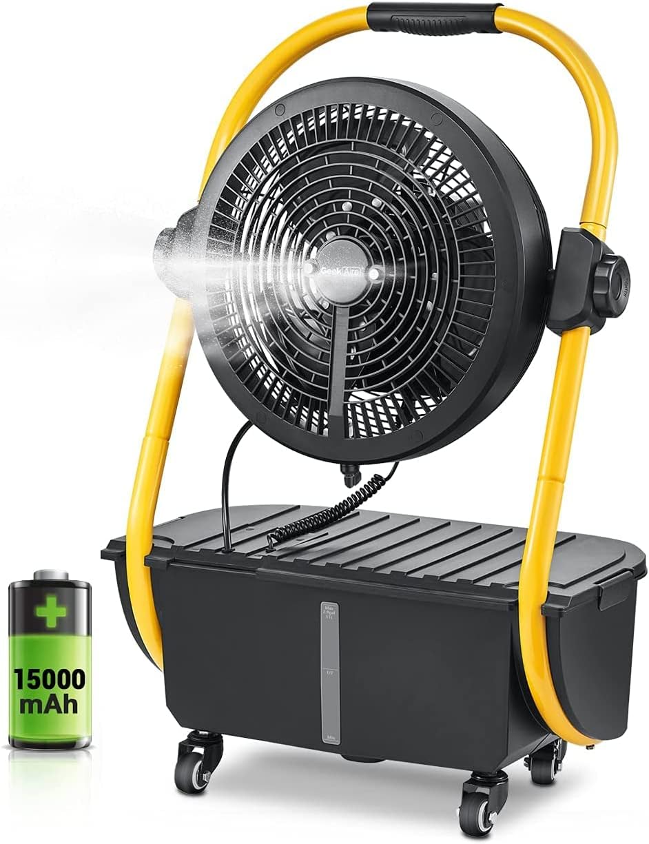 Geek Aire Rechargeable Outdoor High Velocity Camping Floor Fan, 16” Portable Battery Operated Fan with Metal Blade for Garage Camping Gear Accessories CF2SE