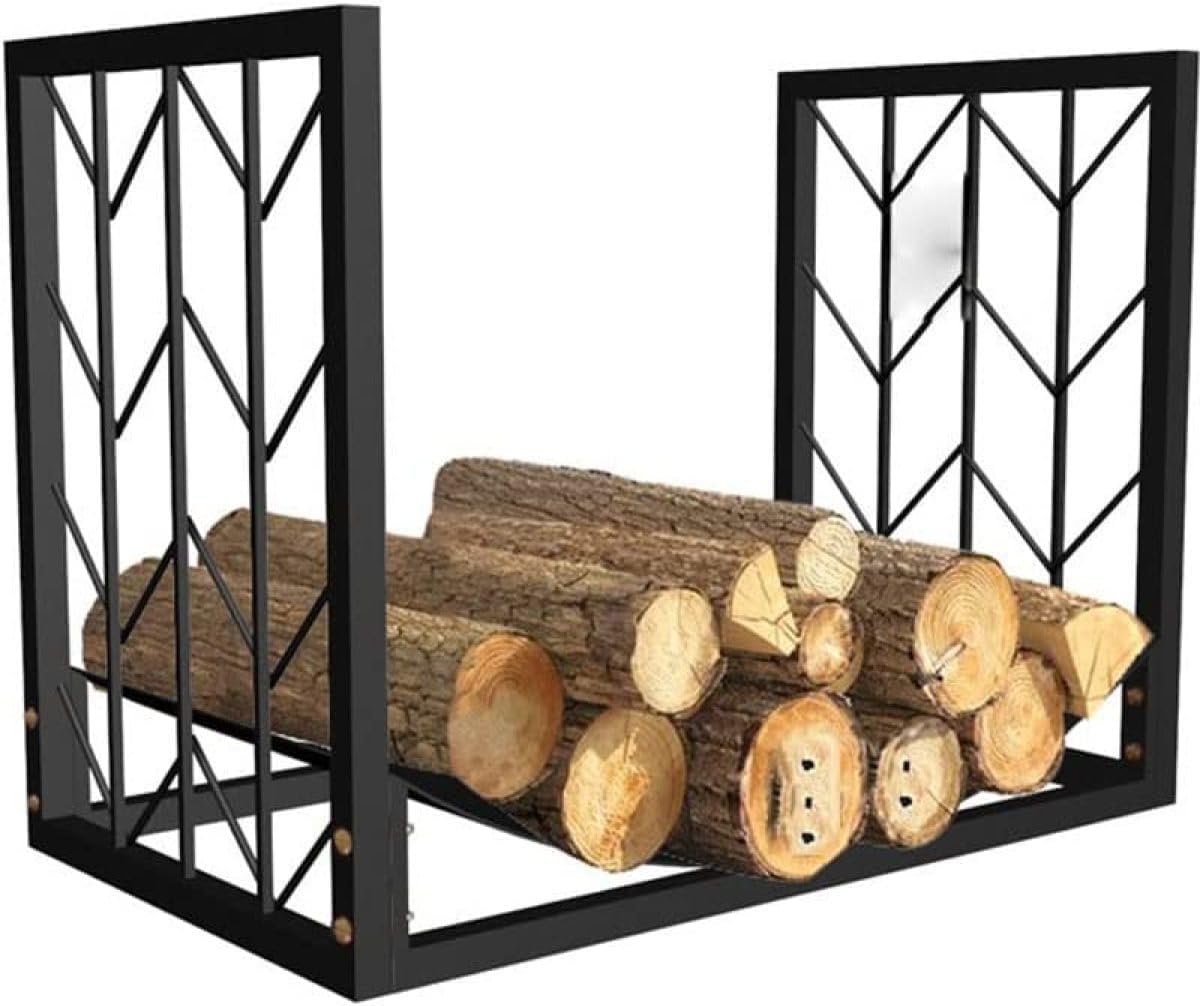 Heavy Duty Metal Wrought Iron Log Store Firewood Rack for Indoor Storage Firewood Carrier and Organizer with Large Capacity