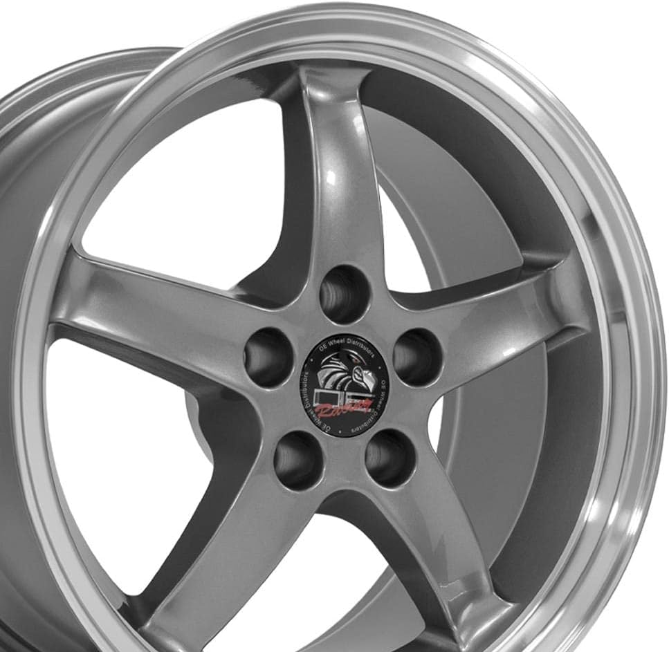 OE Wheels FR04B 17 Inch Rim Fits Mustang Cobra R Style 5x114.3 17x9 Gloss Gunmetal Machined Lip (1)