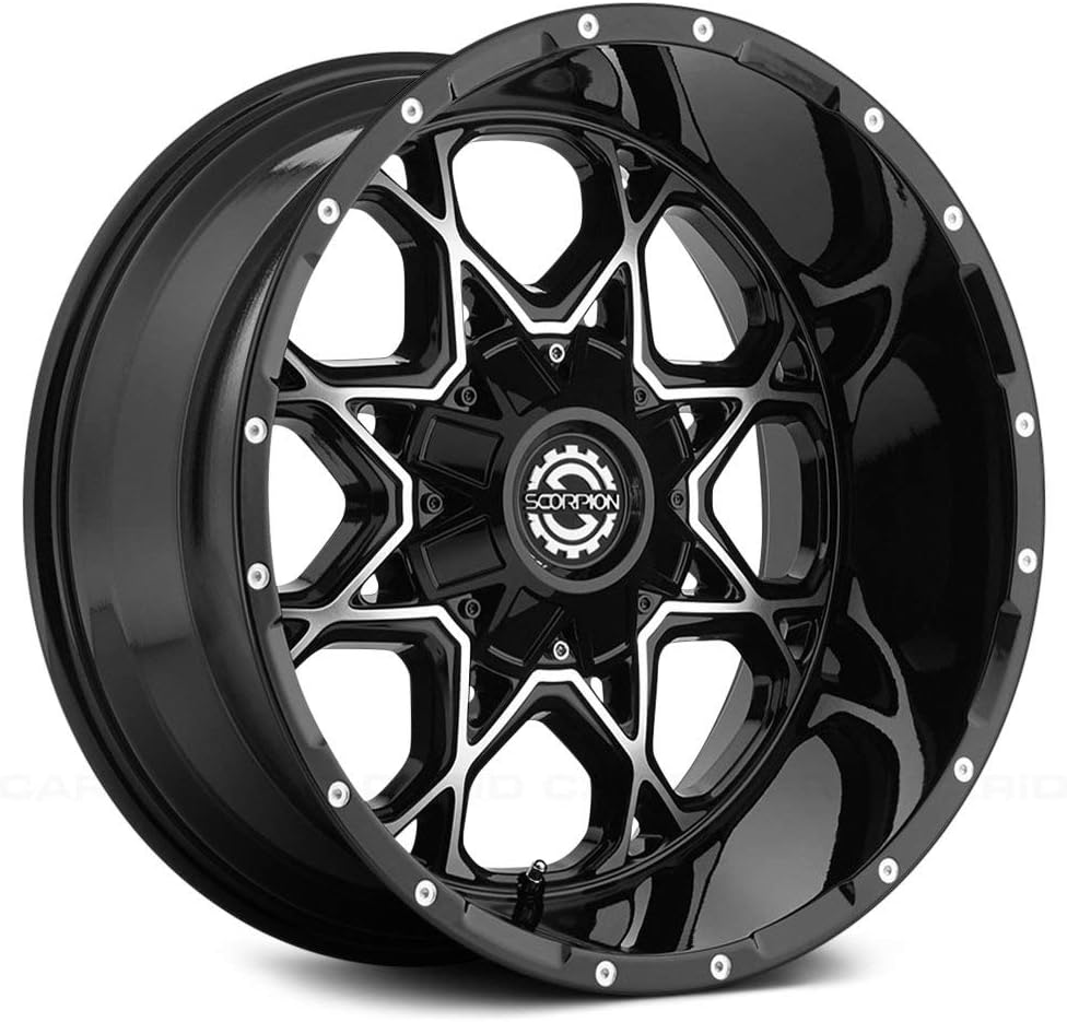 Scorpion Wheels SC10 Custom Wheel - 17x9, -12 Offset, 6x139.7 Bolt Pattern, 106.1mm Hub - Black with Machined Face Rim