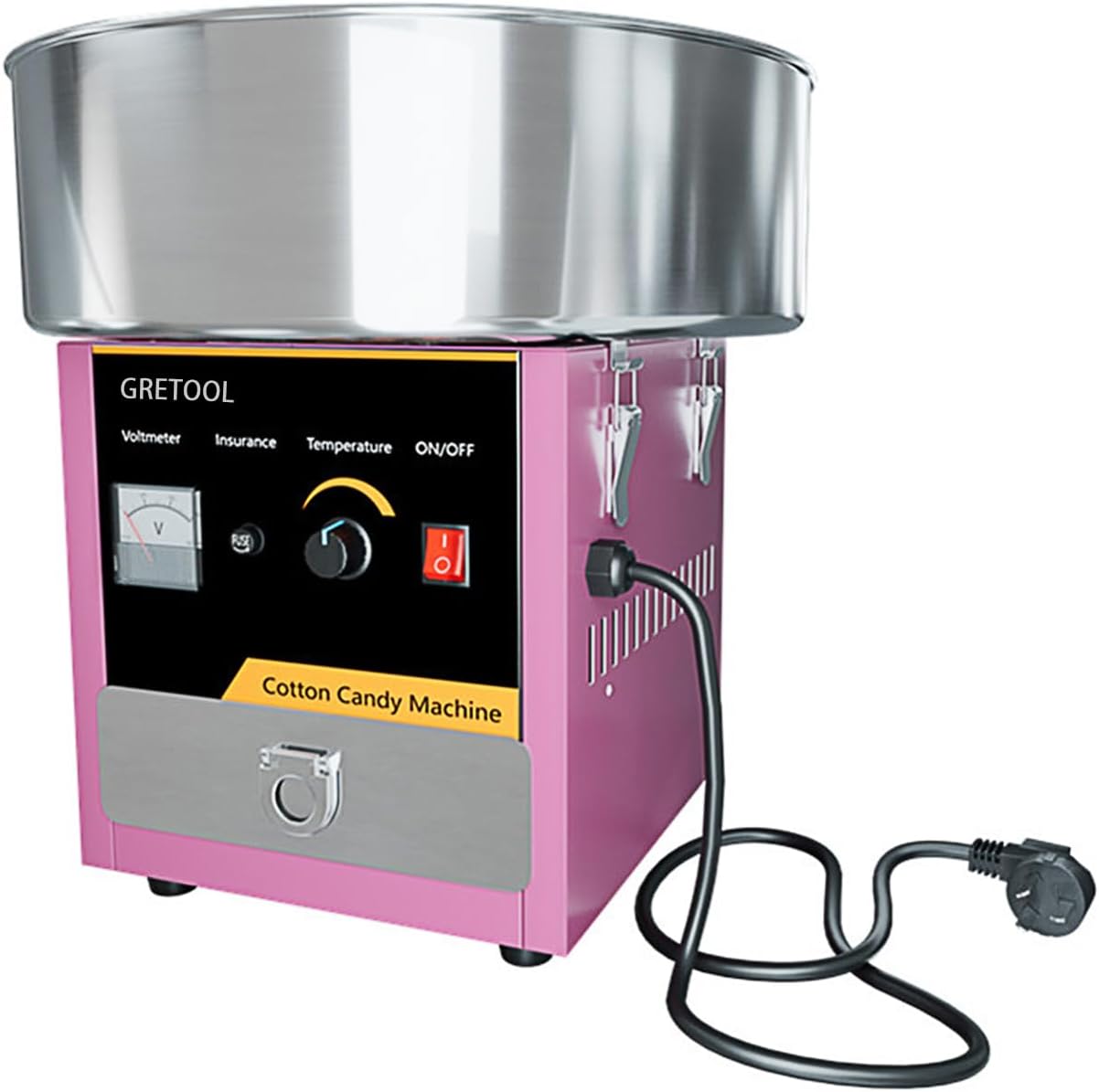 Electric Cotton Candy Machine, 1000W Commercial Floss Maker w/Stainless Steel Bowl, Sugar Scoop and Drawer, Perfect for Home, Carnival, Kids Birthday, Family Party, Pink