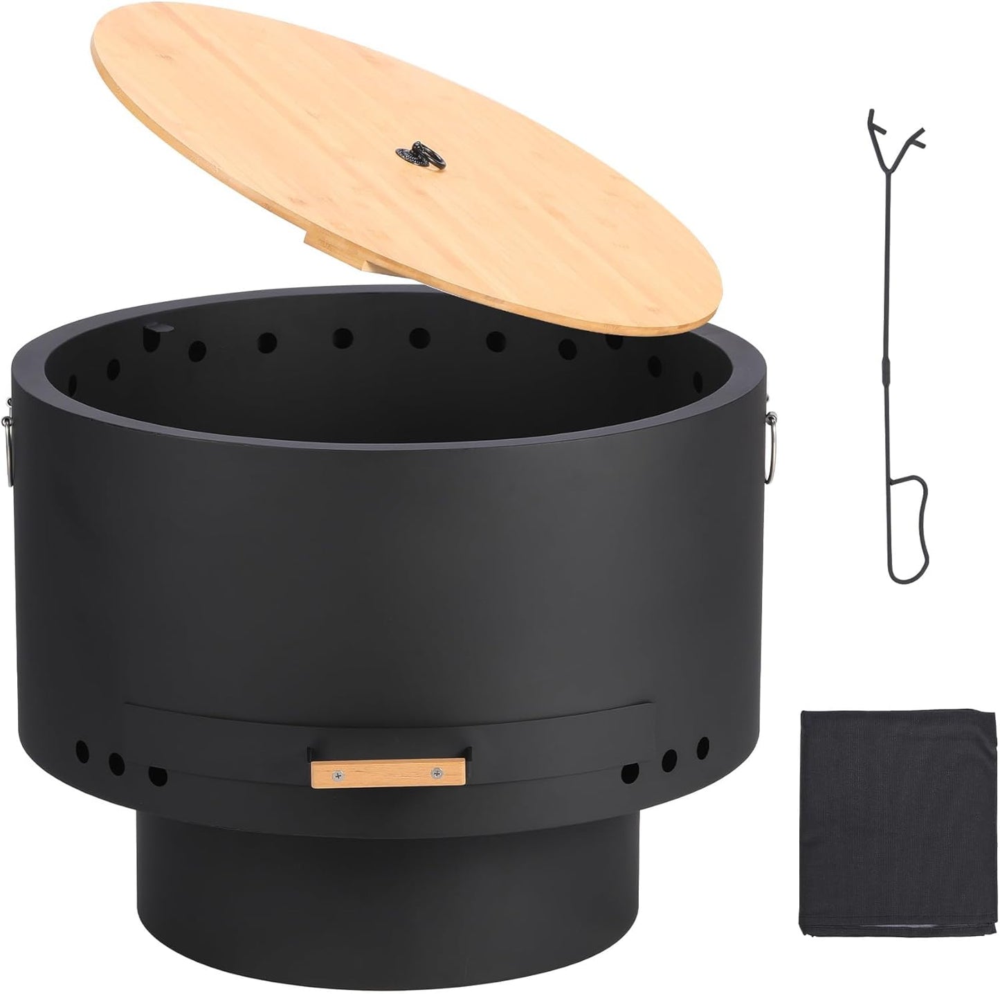 26 in Smokeless Fire Pits Outdoor, Burning Firepits with Fire Poker, Portable Fire Pits with Removable Ash Pan & Carry Bag, Camping Fire Pit for Patio Backyard Garden