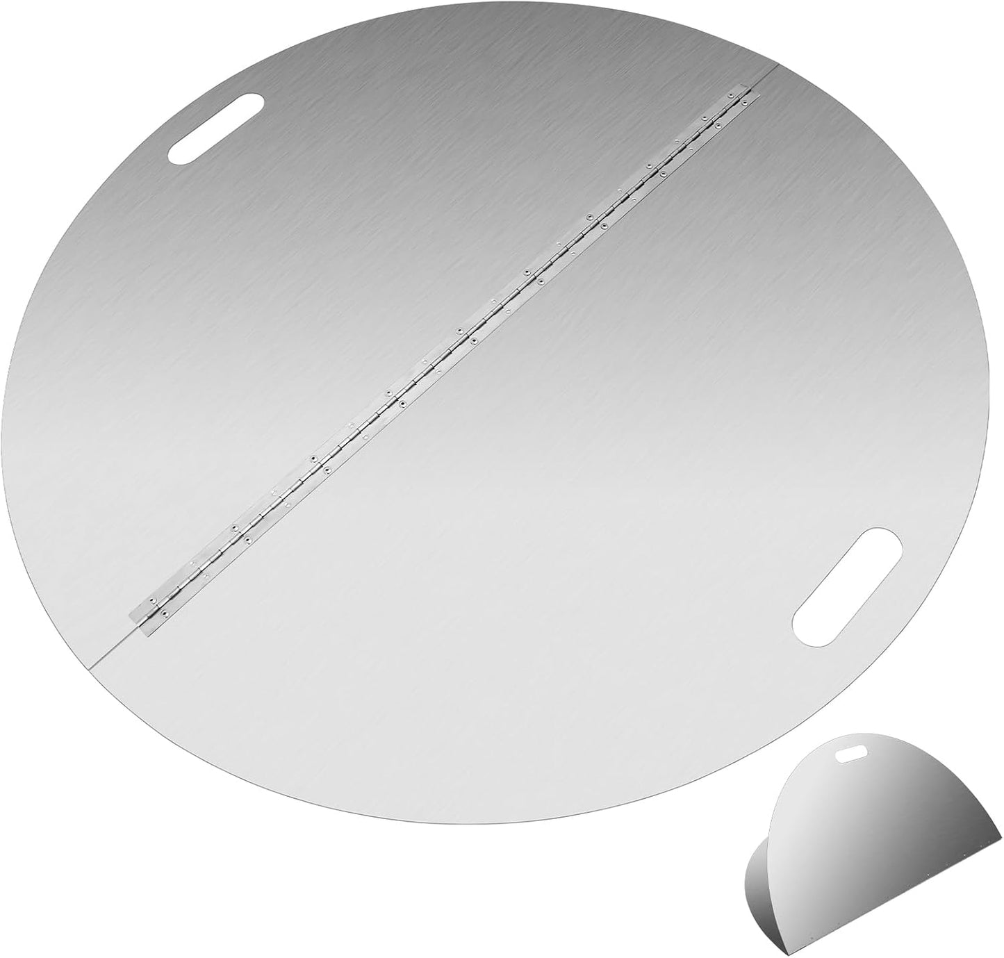 OUKIDR 40 Inch Round Fire Pit Lid, 304 Stainless Steel, Silver, Water Resistant