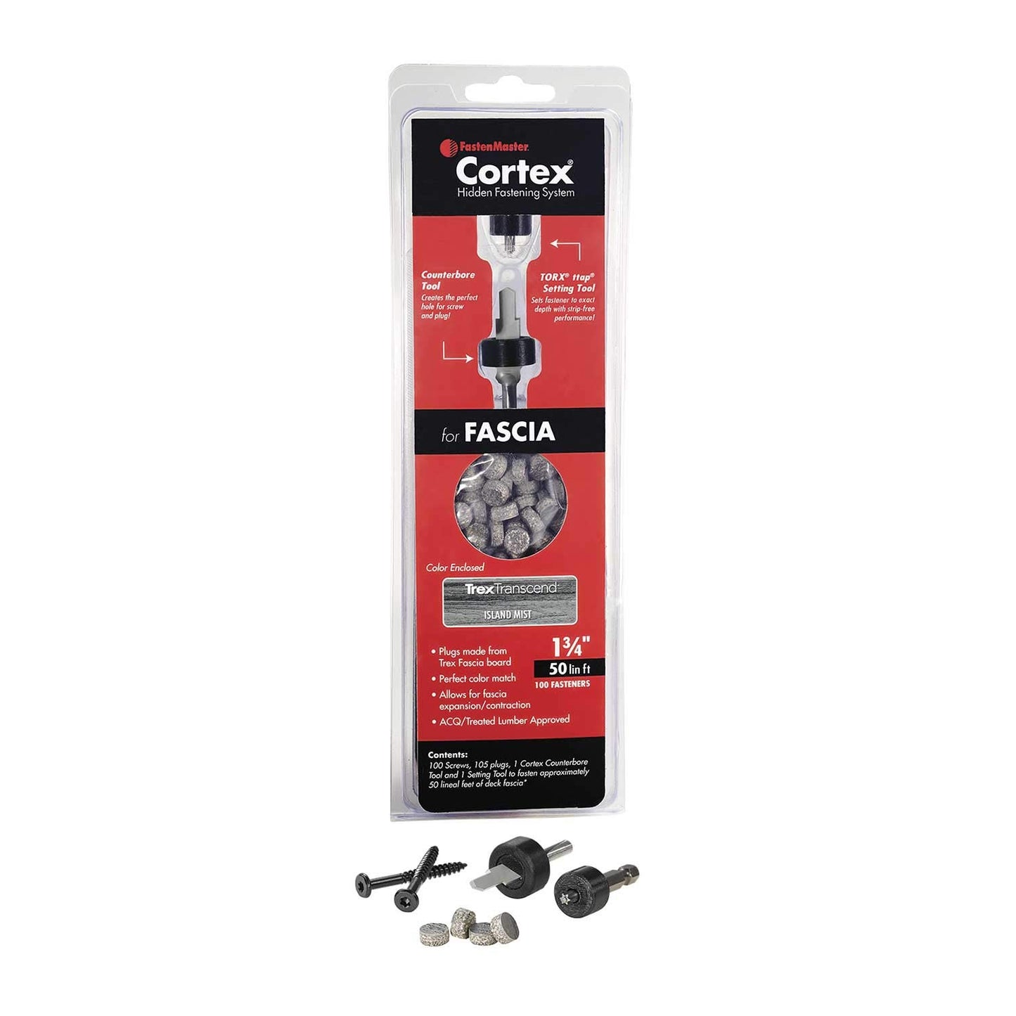 FastenMaster Cortex 1-3/4" Fascia Screws w/Plugs TORX ttap FMCTXF-TX50TSHG