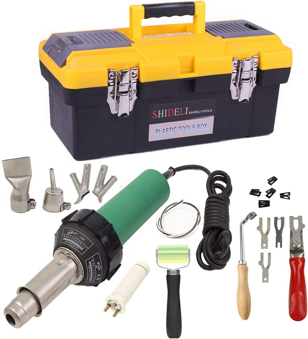 Beyondlife 1600W Plastic Welder Welding Tool Heat Heating Gun Torch Hot Air Pistol PVC Welder Machine Kit Set, with Butterfly Flooring Welding Kit and Convenient Carry Case
