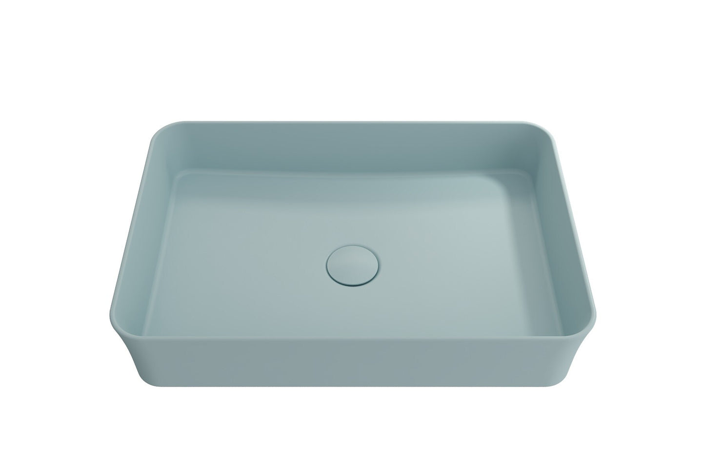 BOCCHI Fire clay Vessel Rectangular Modern Matte Ice Blue Bathroom Sink ( 21.5-Inches x 14.5-Inches )