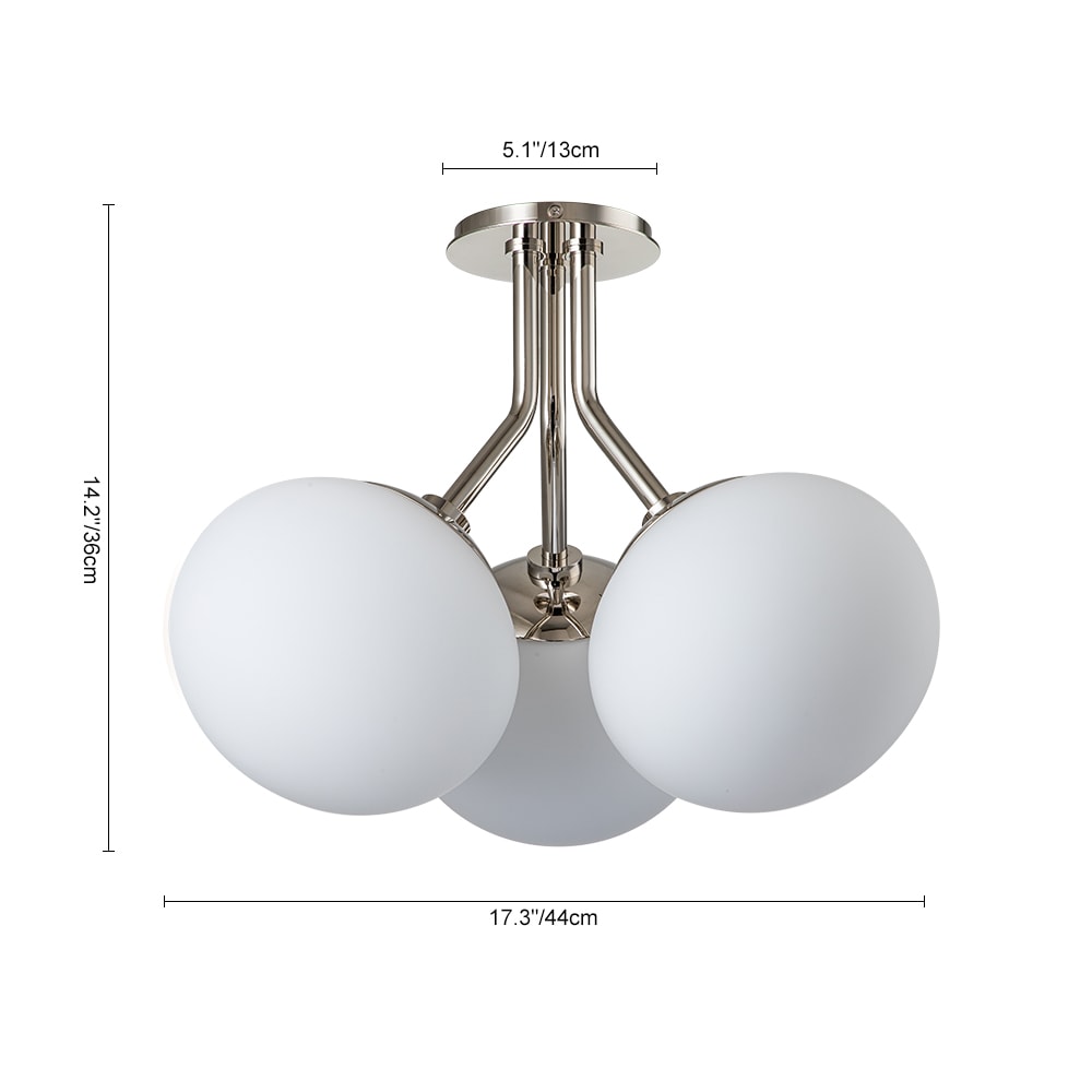 HUOKU Goouu 3 -Light 17.3-in Nickel Semi Flush Mount Light