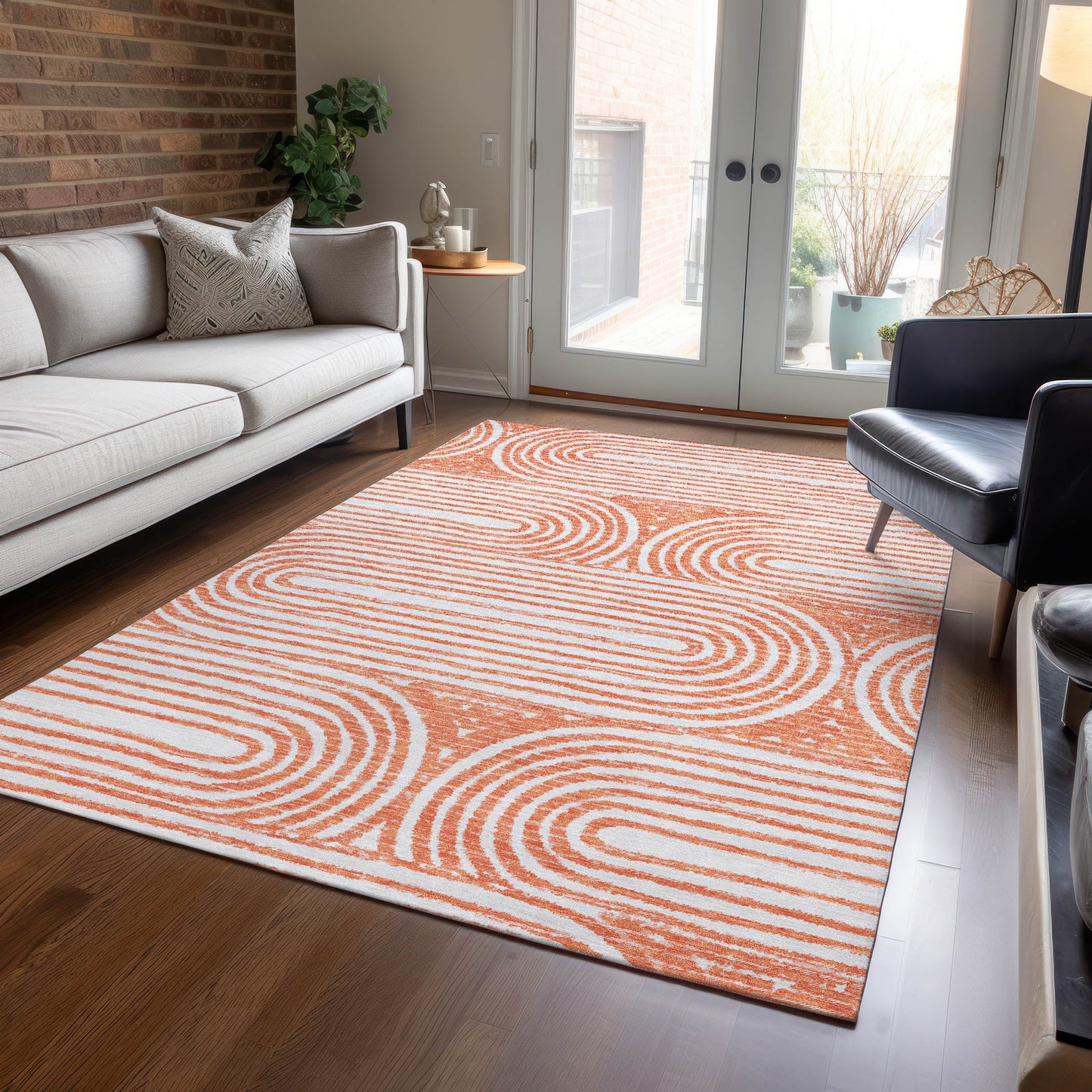 Addison Rugs Chantille ACN540SM 10 x 14 (ft) Salmon Rectangular Indoor/Outdoor Abstract Mid-Century Modern Machine washable Area rug