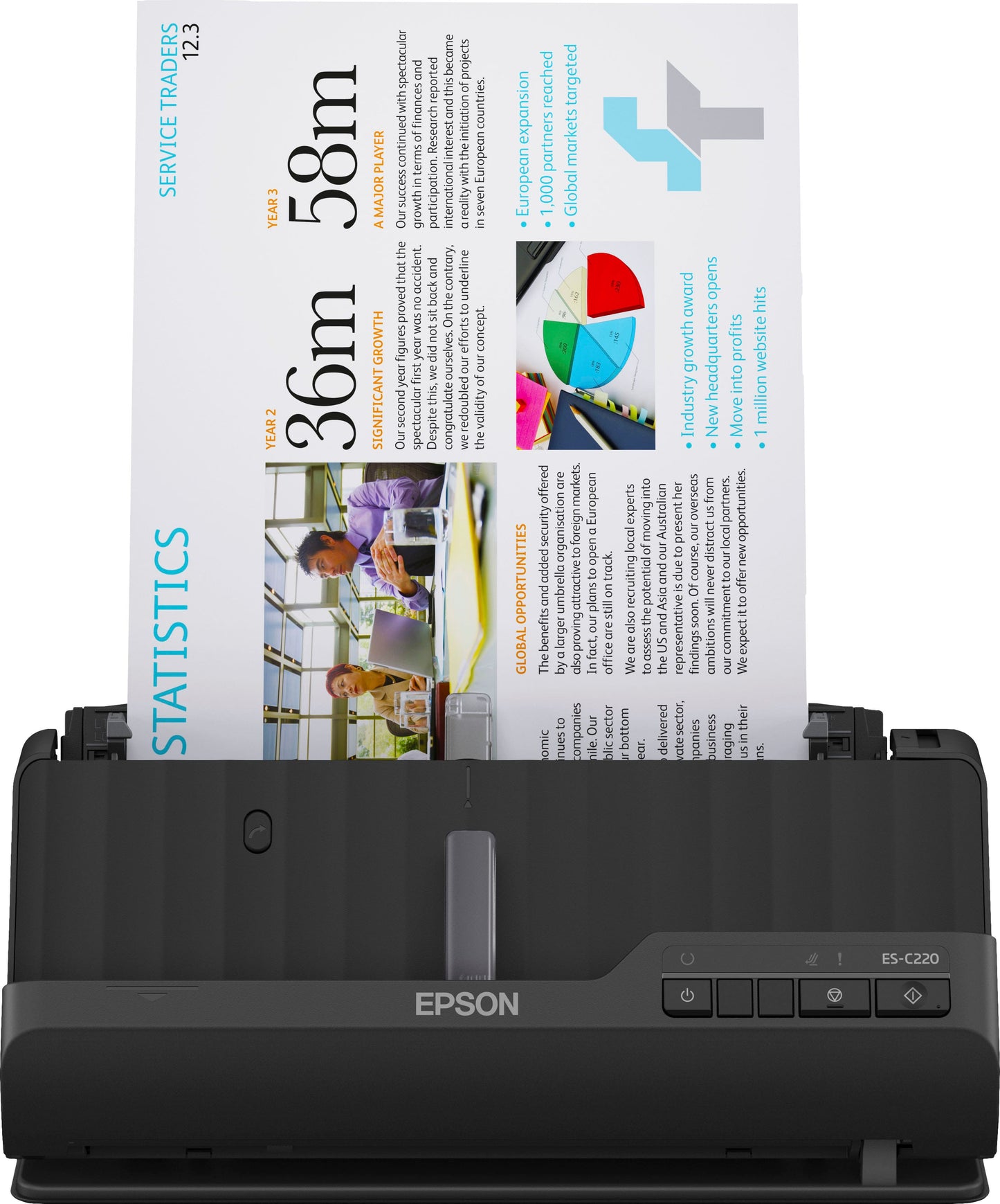 Epson - WorkForce ES-C220 Compact Desktop Document Scanner - Black