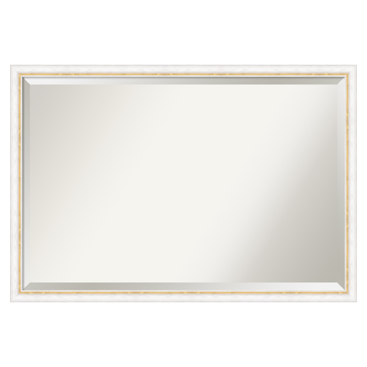 Amanti Art Morgan White Gold Frame 38-Inches W x 26-Inches H Rectangle Salon Scoop Silver Framed Wall Mirror