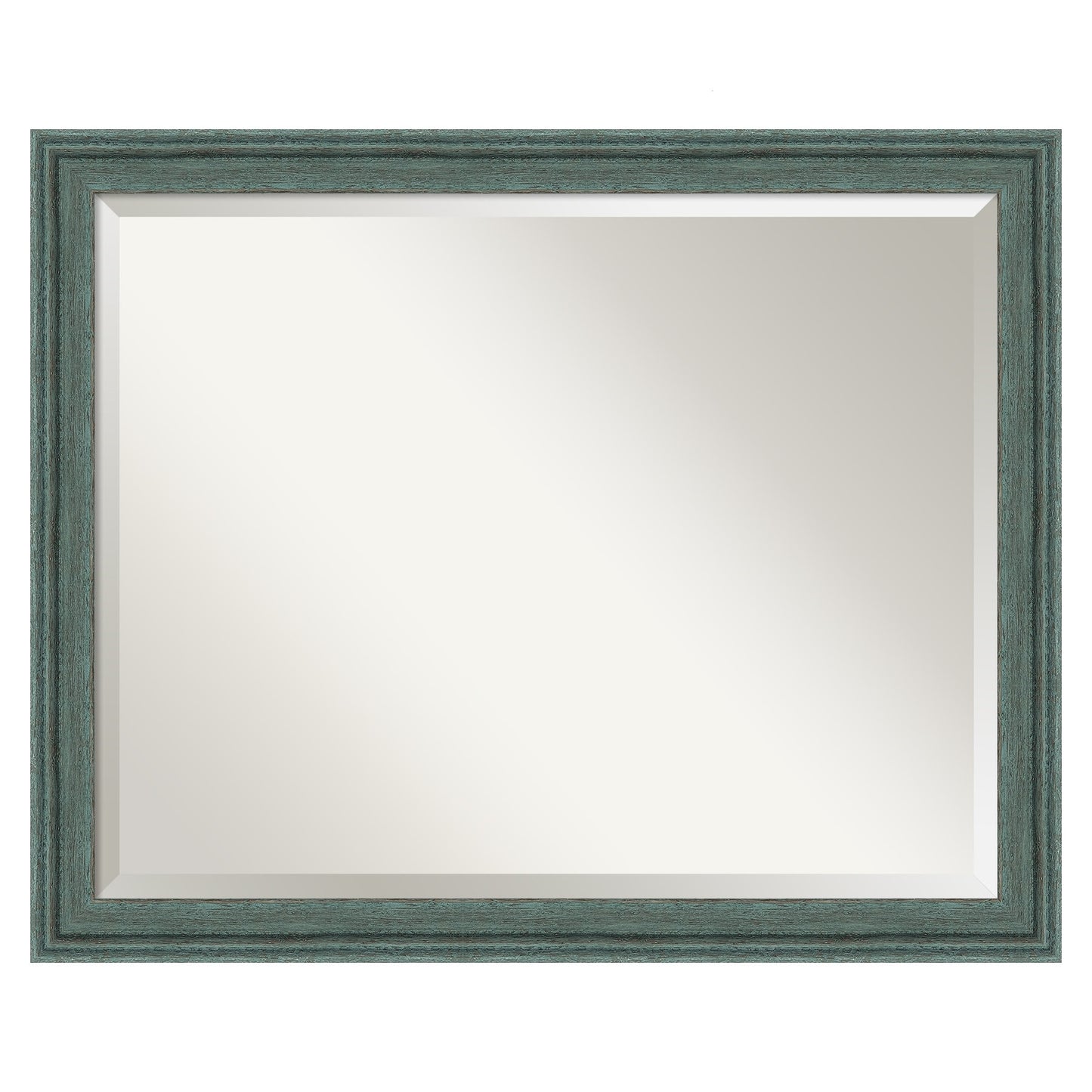 Amanti Art Upcycled Teal Grey Frame 31.5-Inches W x 25.5-Inches H Rectangle Salon Scoop Silver Framed Wall Mirror
