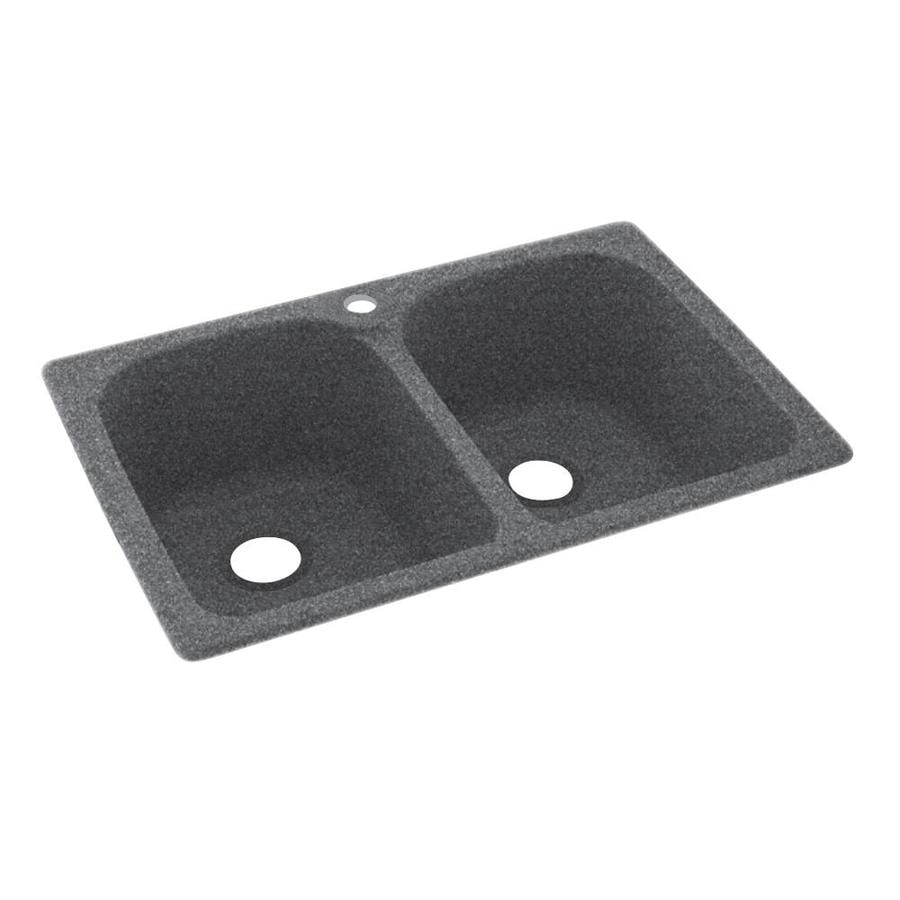 Swanstone Dual-mount 33-Inches x 22-Inches Night Sky Composite Double equal bowl 1-Hole Kitchen Sink