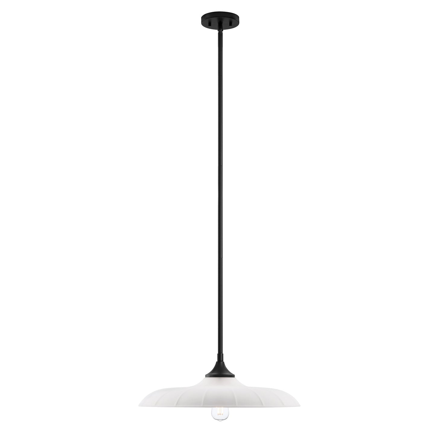 Savoy House Hadley 1 -Light Matte Black Vintage Frosted glass Bowl Medium Hanging Pendant light