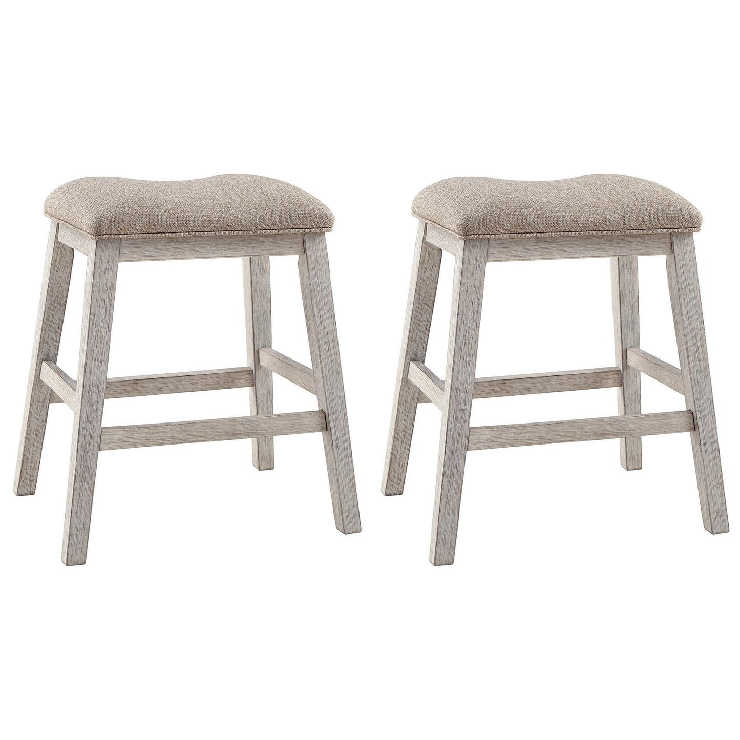 Benzara Beige 19-in H Counter height Upholstered Wood Bar Stool 2 -Pack