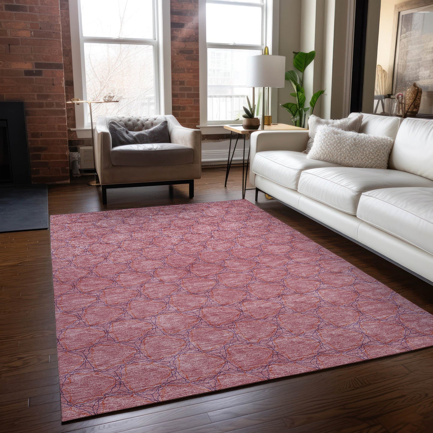Addison Rugs Chantille ACN960PI 9 x 12 (ft) Loomed Pink Rectangular Indoor/Outdoor Machine washable Pet Friendly Area rug