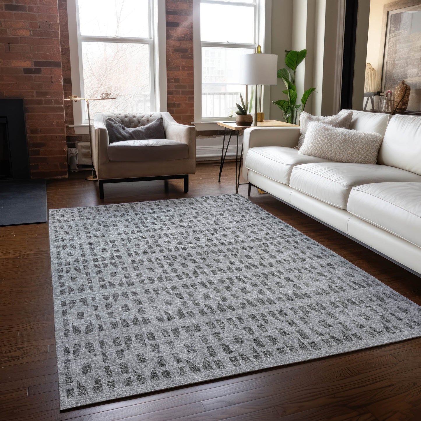 Addison Rugs Chantille ACN963GY 8 x 10 (ft) Loomed Gray Rectangular Indoor/Outdoor Machine washable Pet Friendly Area rug