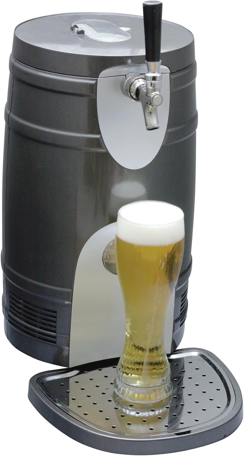 Koolatron KTB05BN 5L Mini Beer Cooler with Dual Taps for Gravity or Pressurized Top Dispensing Kegs, Includes 12V DC and 110V AC Adaptor, Black
