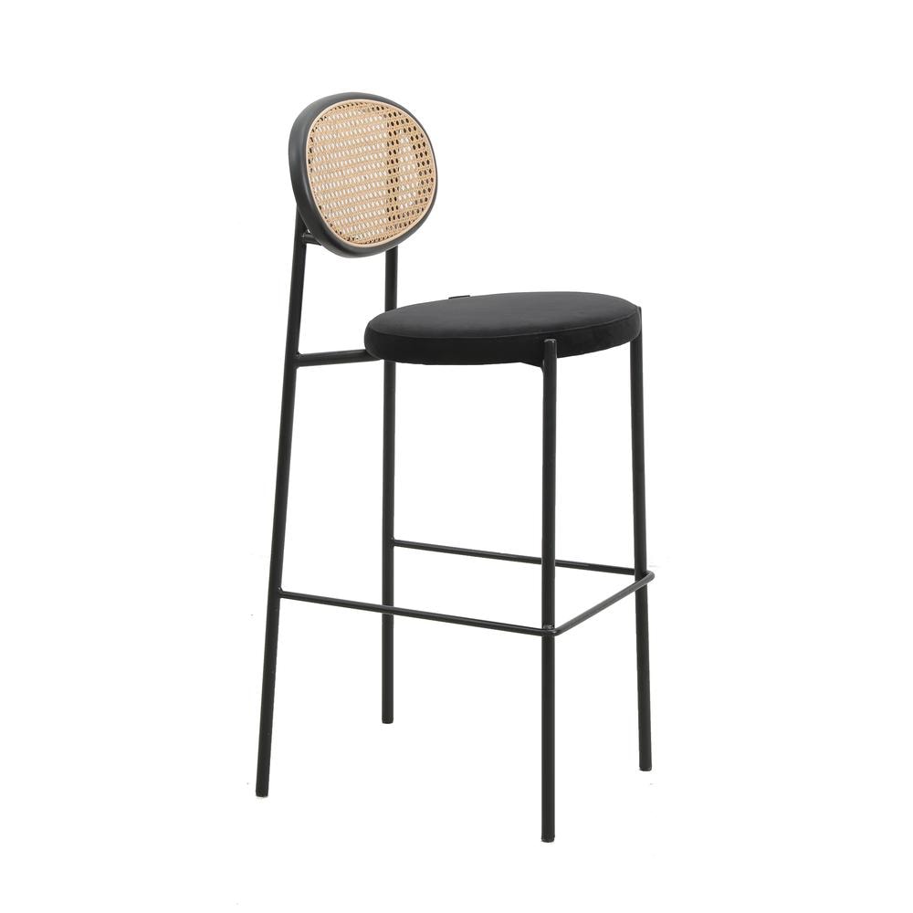 Leisuremod Euston Modern Wicker Bar Stool With Black Steel Frame