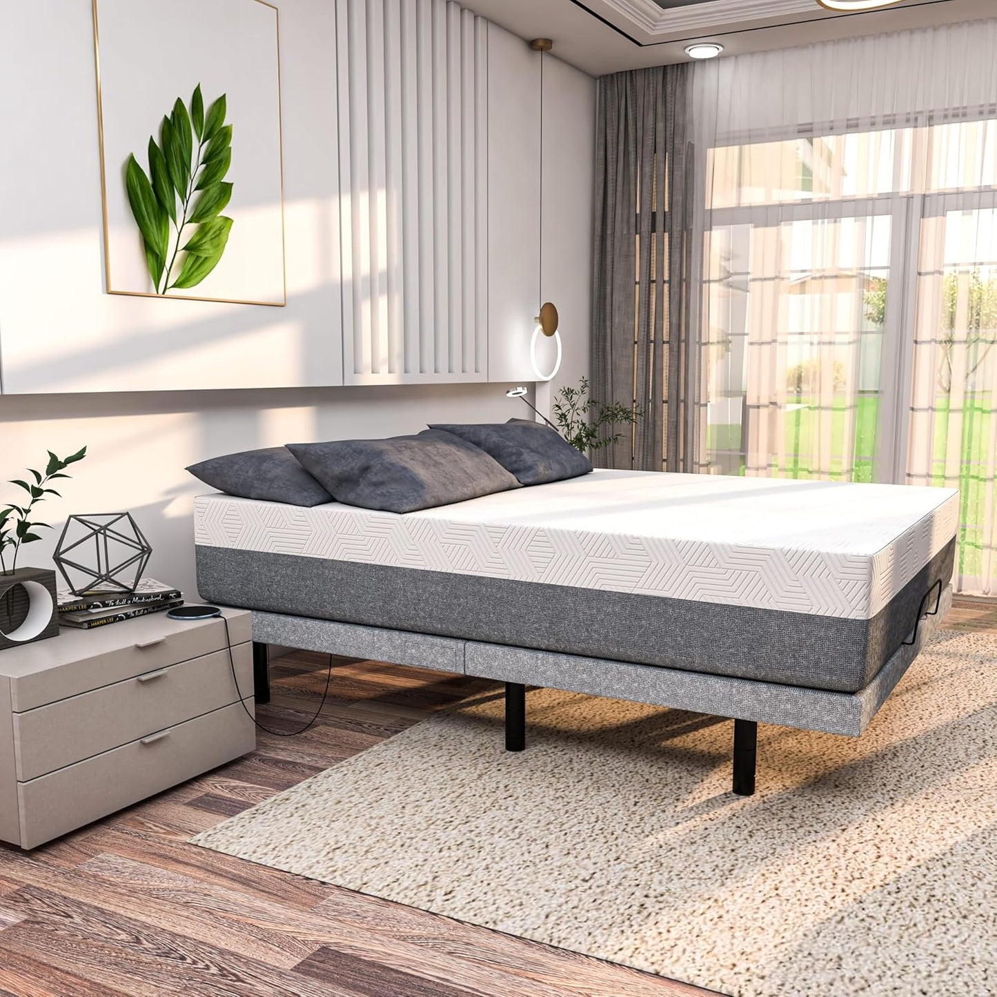 Renanim Twin XL 10-inch Cooling Gel Memory Foam Firm Hybrid Mattress in a Box - Breathable Bed Mattress for Cooler Supportive Sleep