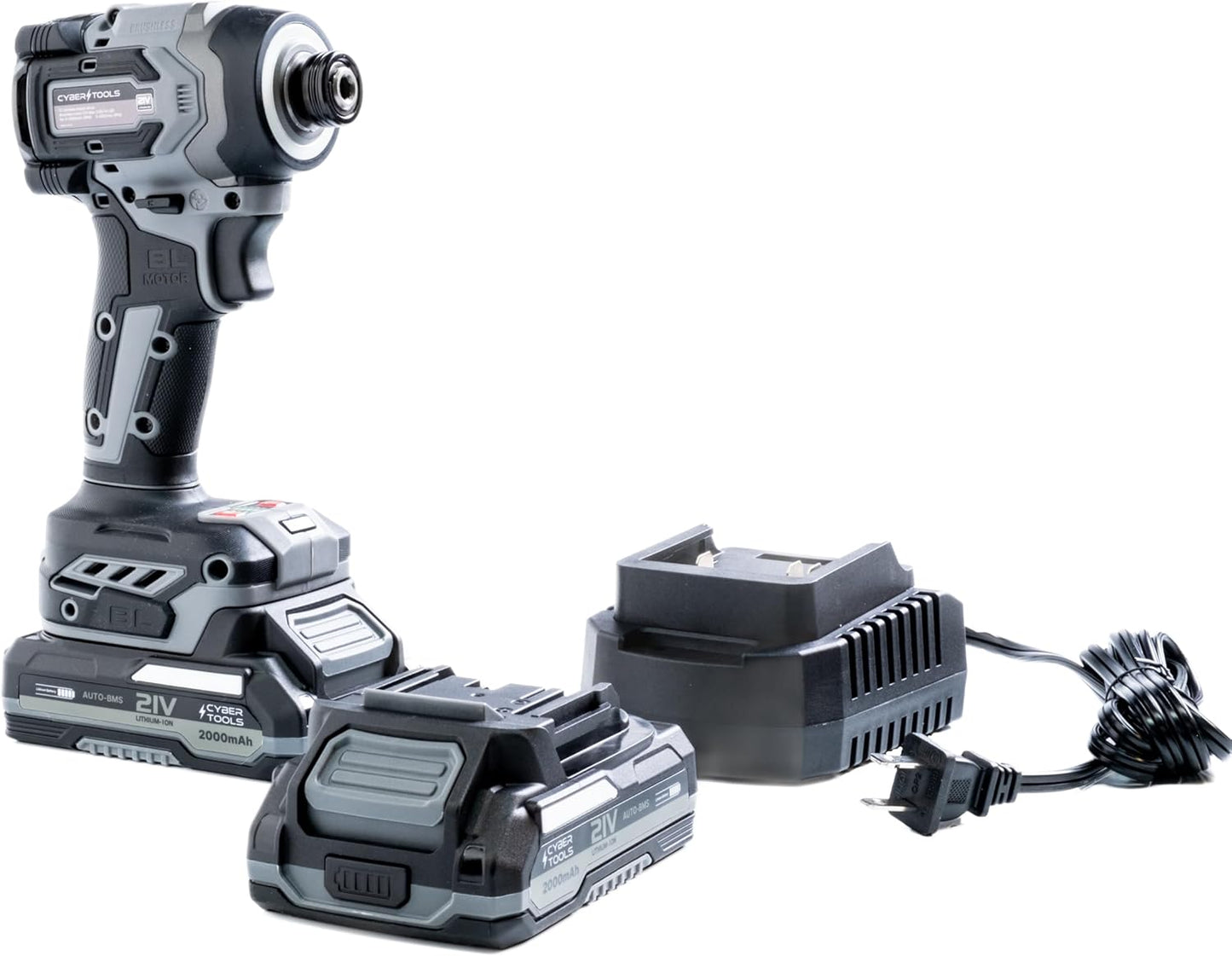 21V Brushless Cordless Driver, Compact and Light Weight, 230Nm Max Torque, 4000 IPM, 3200 RPM with LED Light, 2 Batteries 2000mAh, Charger, and Case Included