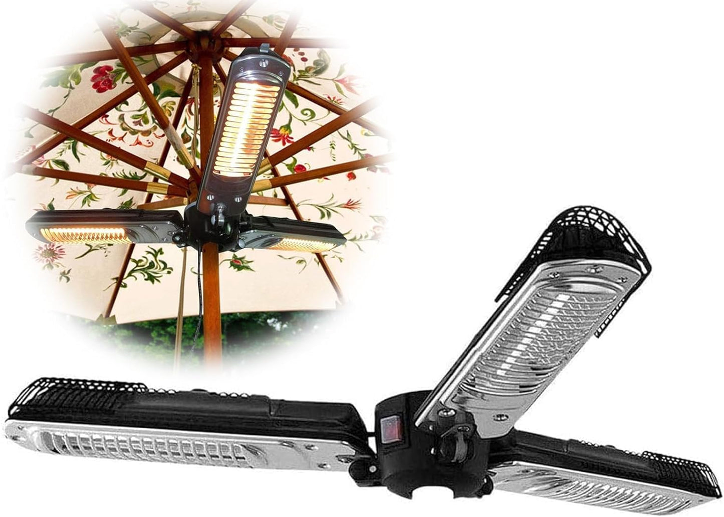 Electric Umbrella Heater, Outdoor Heater for Patio, Infrared Heating, Suitable for Patio, Commercial and Residential, 500W/1000W/1500W Adjustable