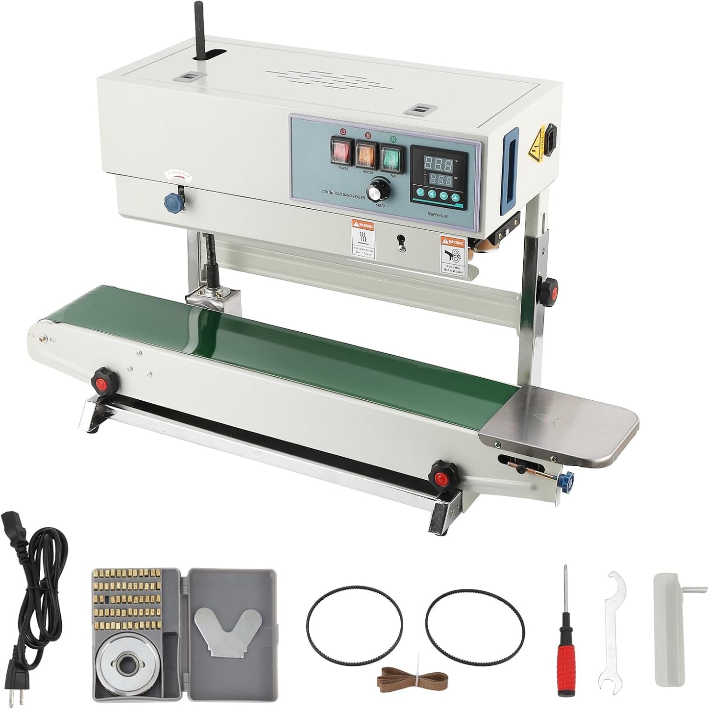 Vertical Continuous Band Sealer, Band Sealer FR-900, Automatic Continuous Sealing Machine with Digital Temperature Control, Fit for Commercial PP Aluminum Foil PVC Plastic Bag Band Sealing Machine