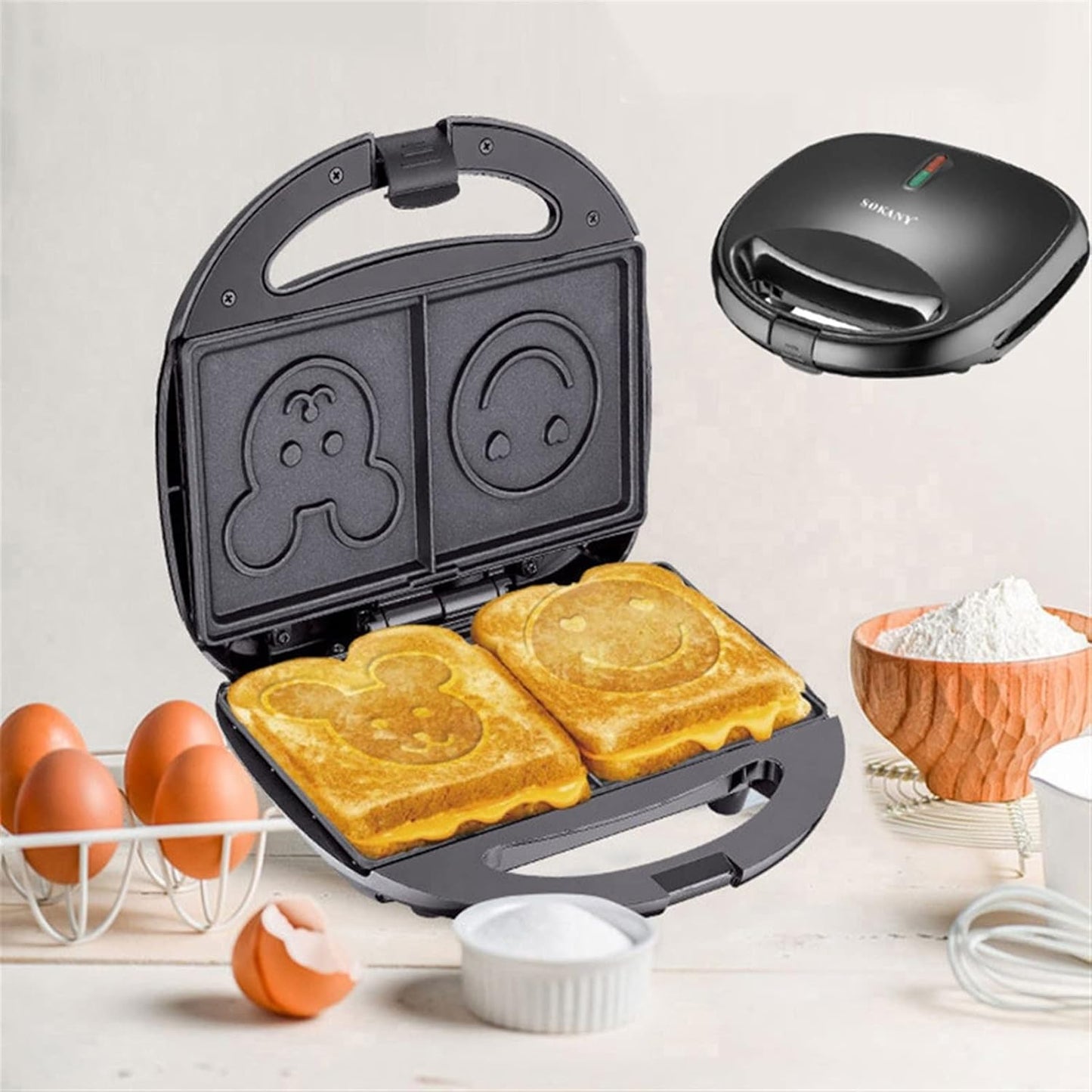 Electric Griddles, Electric Maker Cooking Kitchen Appliances Bubble Egg Cake Oven Breakfast Machine Waffles Pot Iron Baking Pan (Color : Black, Size : KR)