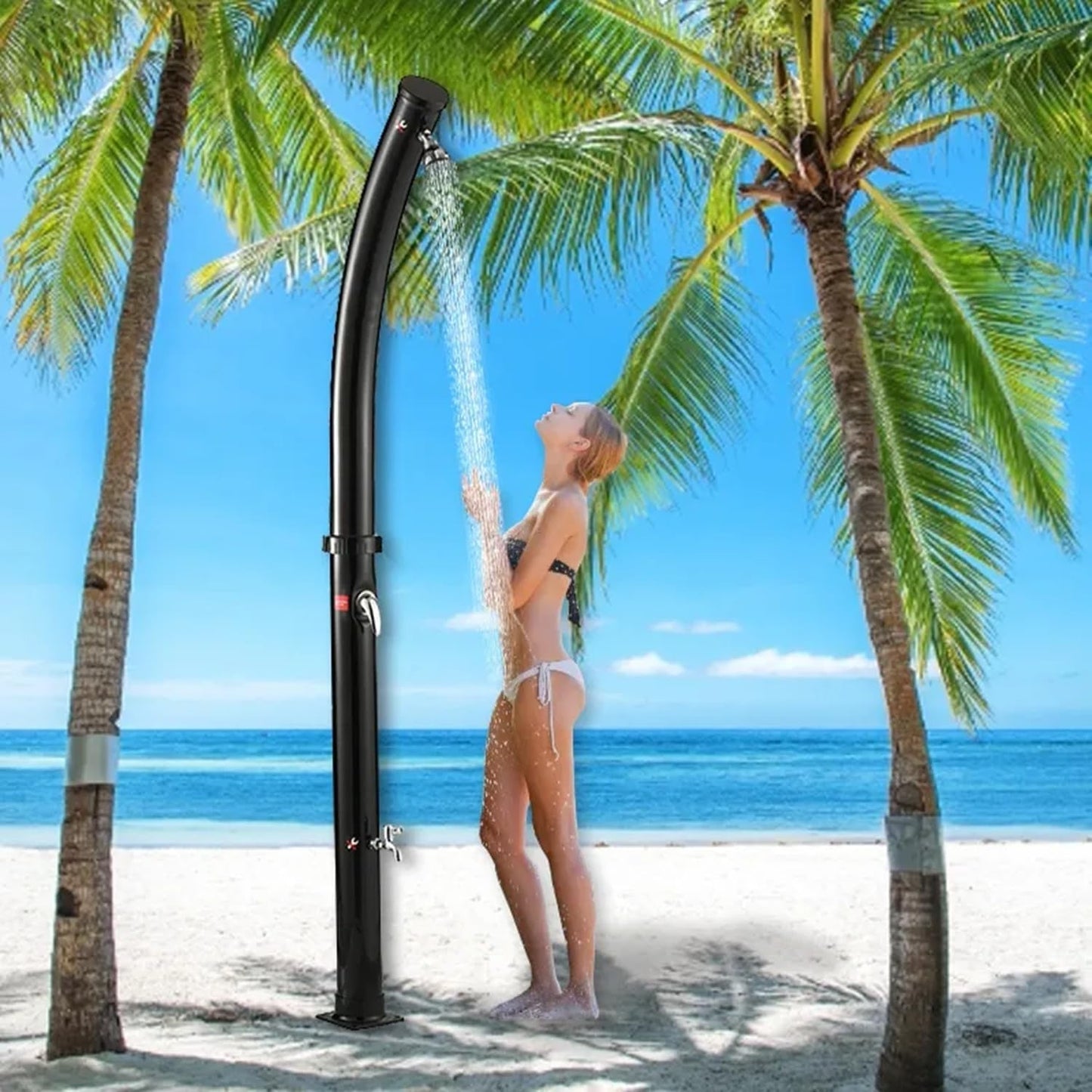 Portable Outdoor Shower, Outdoor Shower kit 20 L Solar with 180° Rotatable Rain Shower Head and Foot-Washing Tap Water Temperature Up to 60℃, for Poolside Beach Camping