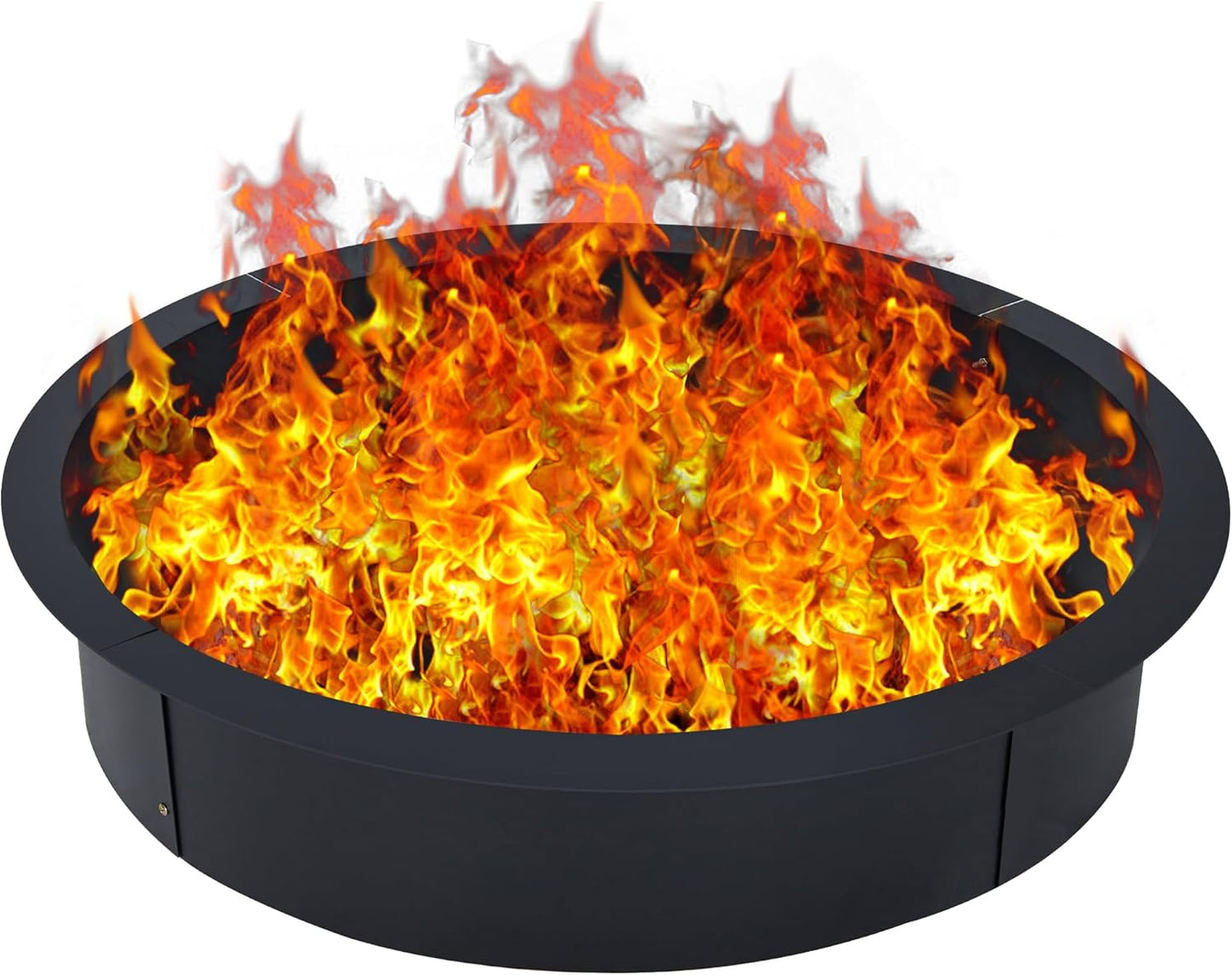 Fire Pit Ring 2.5mm Steel Heavy Duty Firepit Cooking Ring Large Fire Pit Insert Round, Above\/In Ground Fire Pit, for Camping Garden Backyard, 36" x 42" x 10"