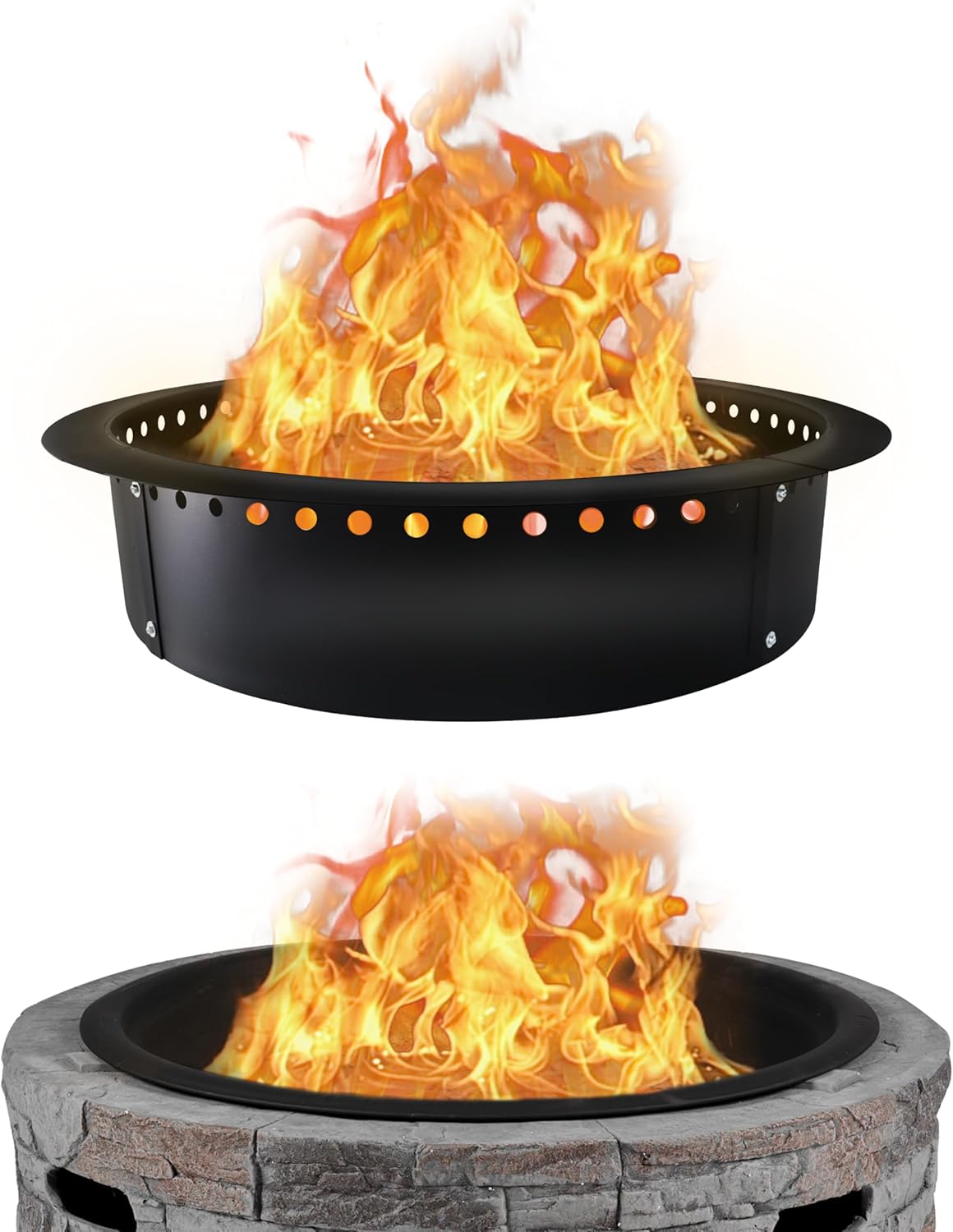 FEBTECH Smokeless Fire Ring Liner - 46" OD & 40" ID - Premium Carbon Steel FireRing with Heat Resistant Coating - DIY Portable Smokeless Fire Ring Designed for Memorable Gatherings Under The Stars