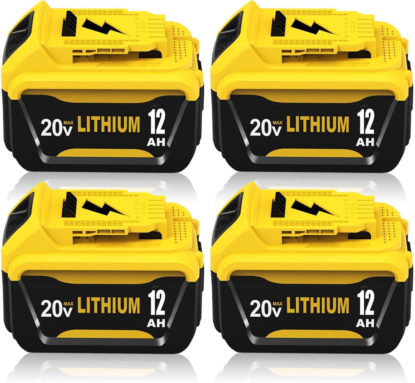 12.0Ah DCB206 Replacement for Dewalt 20v Max Battery Compatible with Dewalt 20v Battery Lithium Compatible with 20 Volt Batteries DCB201 DCB203 DCB207 DCB205 DCB204 Power Tools (12.0Ah-Yellow)