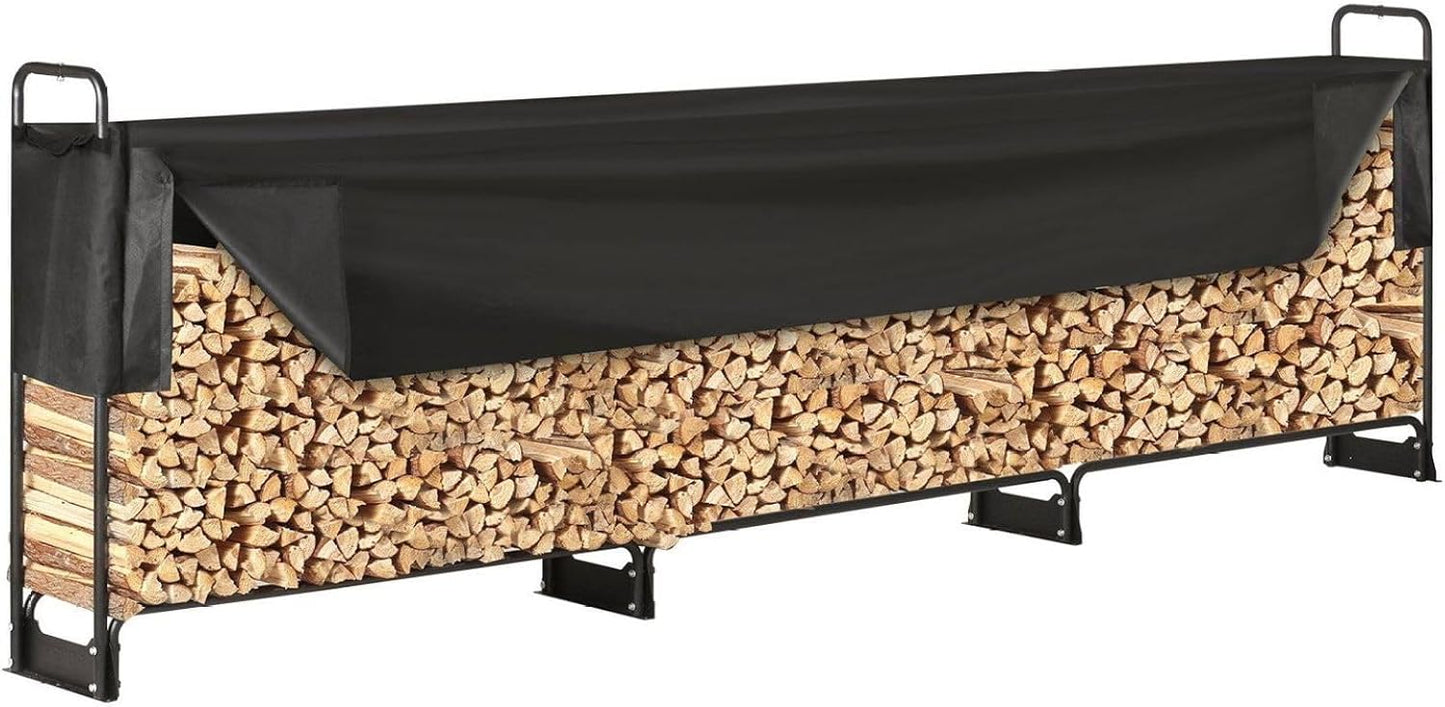 Firewood Rack with Cover 12.7FT, Heavy Duty Log Holder - 3/4 Cord, Waterproof